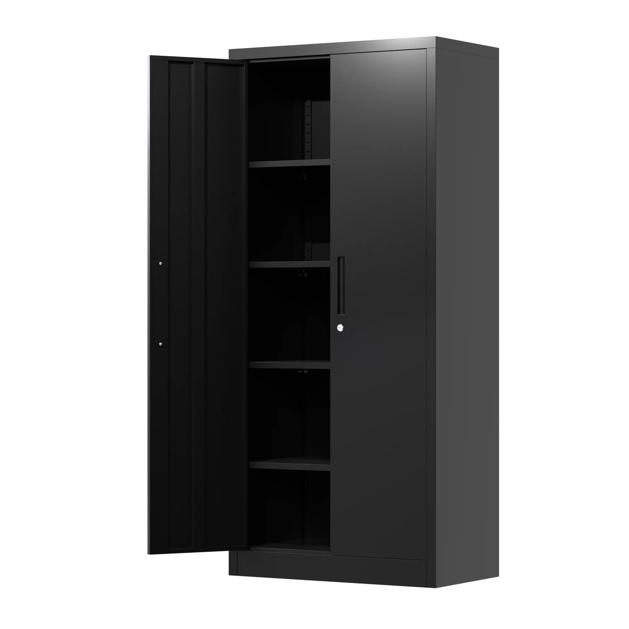 GangMei 71 In Metal Storage Garage Cabinets with Locking Doors and Adjustable Shelves, Steel Storage Cabinet for Garage, Office, Classroom, Assemble Required(Black)