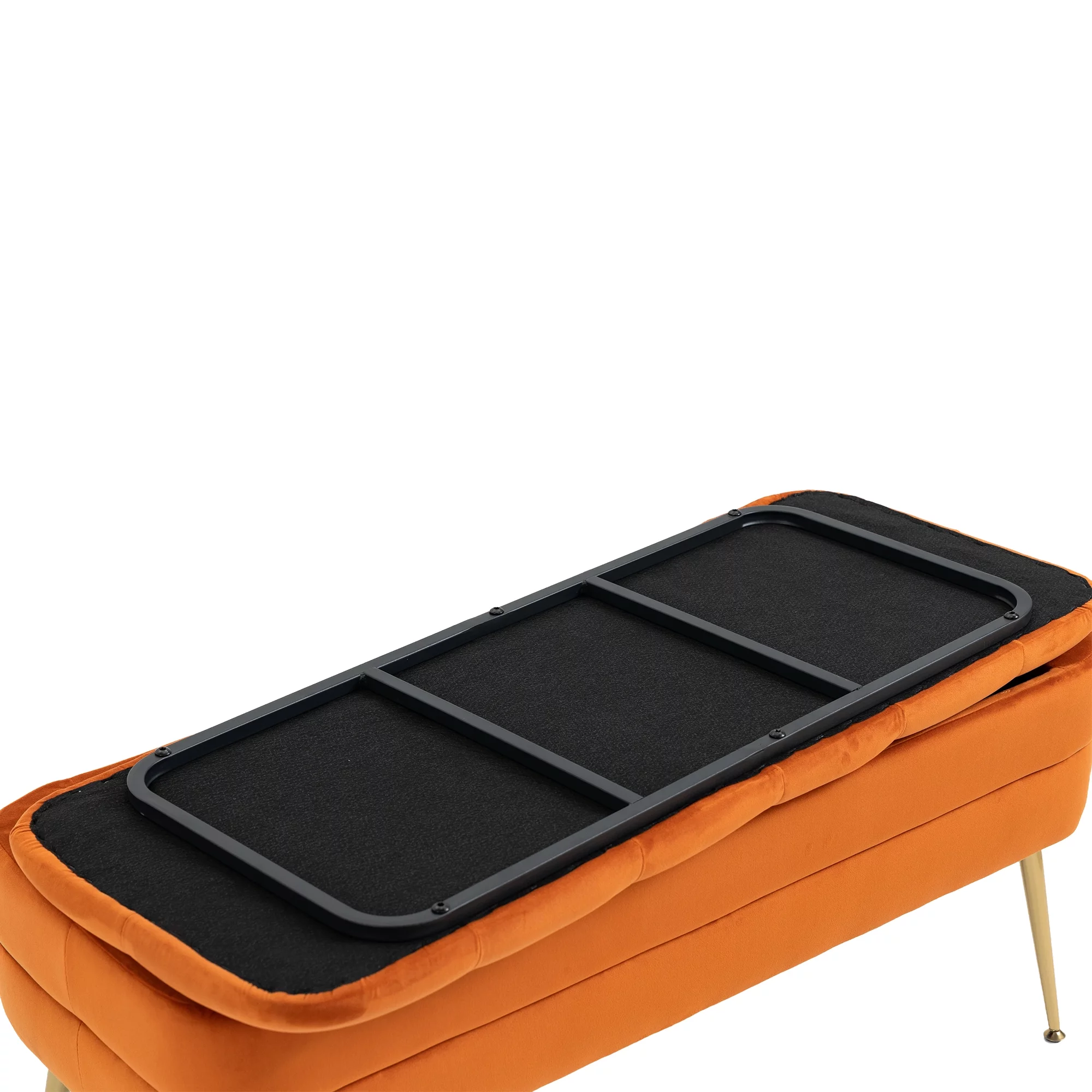 Storage Ottoman Bench Upholstered Velvet Storage Ottoman with Safety Hinge Bench with Storage Bedroom Ottoman Entryway Padded Footstool, Ottoman Bench for Living Room & Bedroom