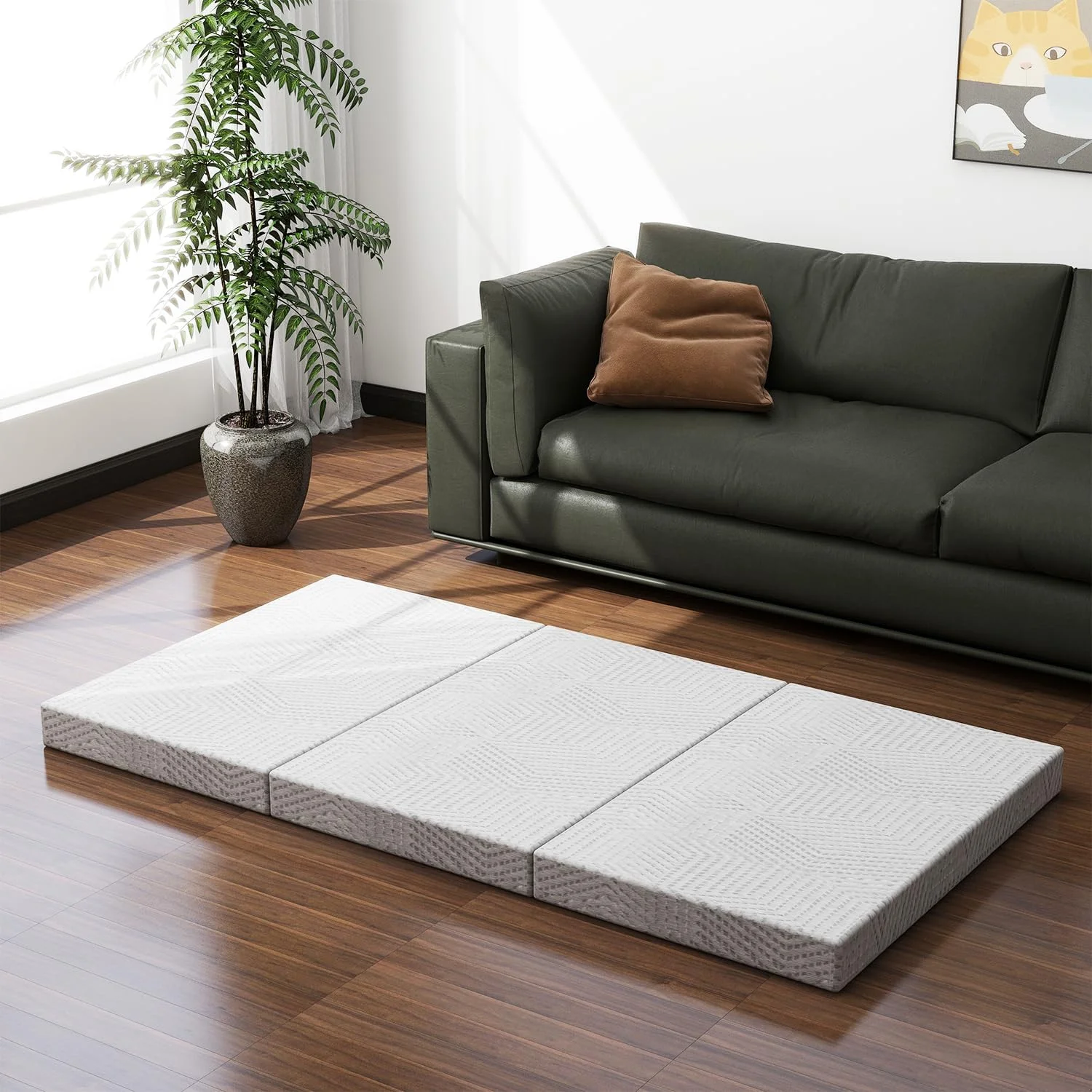 Folding Mattress Single Size With Storage Bag, 4 Inch Trifold Mattress With Breathable & Washable Cover Portable Foldable Mattress For Traveling, Camping, Guests, 75