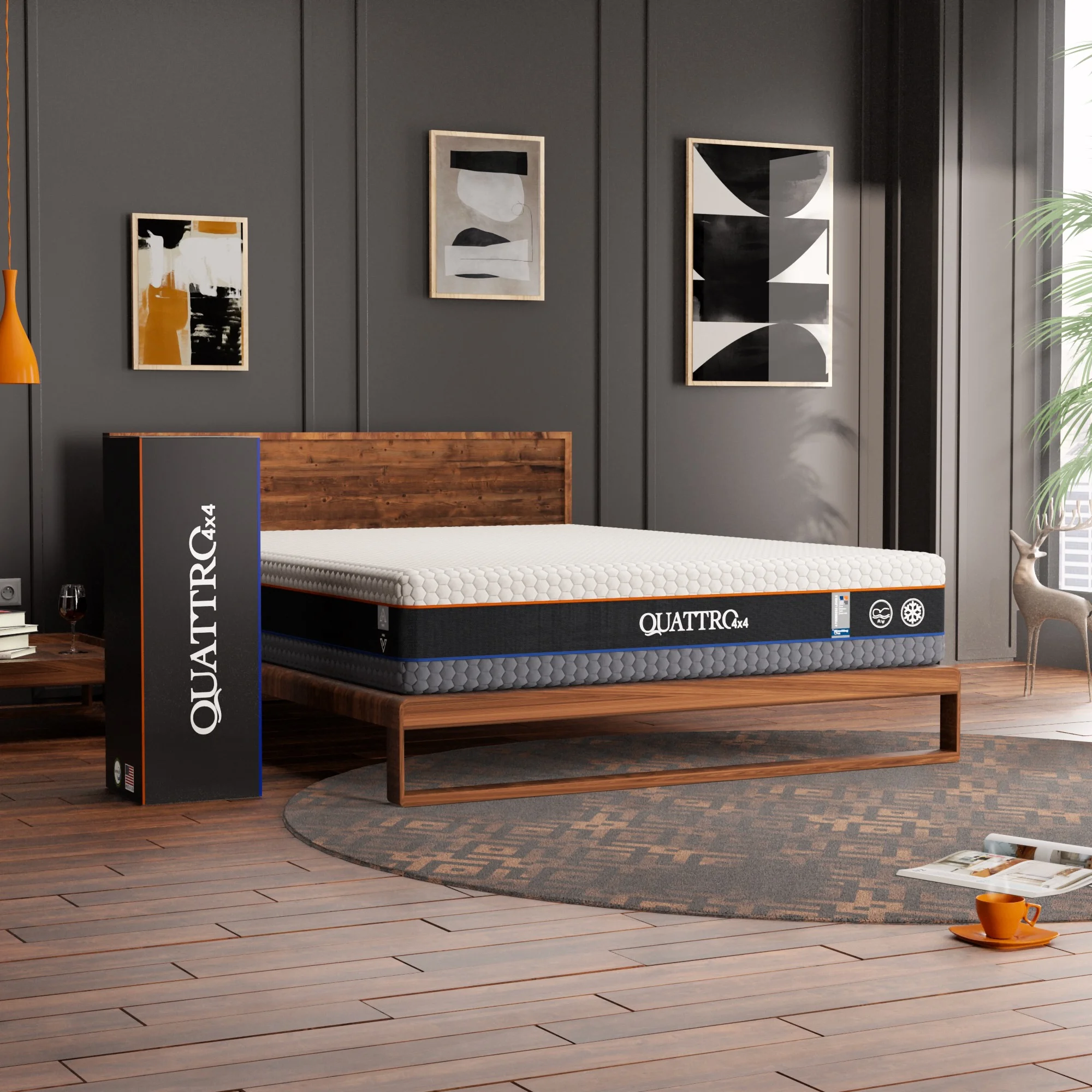 Quattro 4x4 Flippable Mattress 12 Inch|Adjustable Firmness |Cool Gel Memory Foam |Fits All Sleeper Types | Double-Sided | King