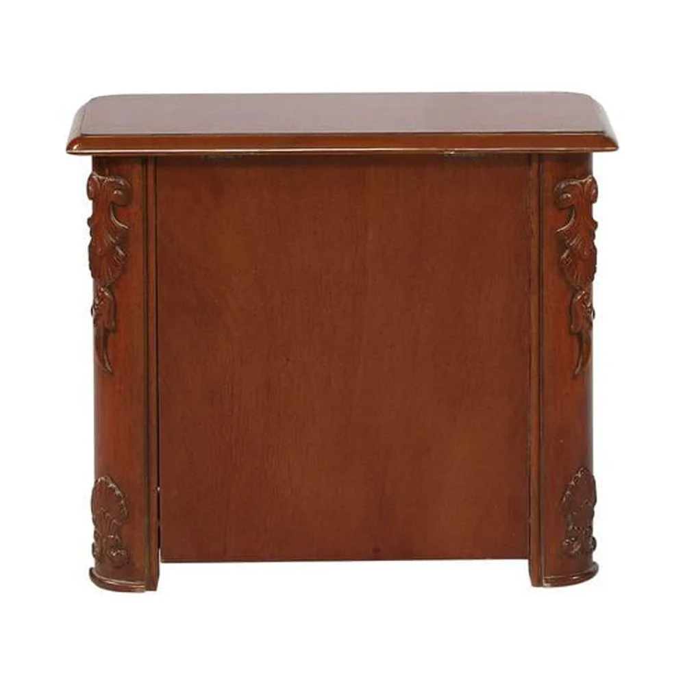 Linon Woodbury Wood Bed Steps with Storage in Brown