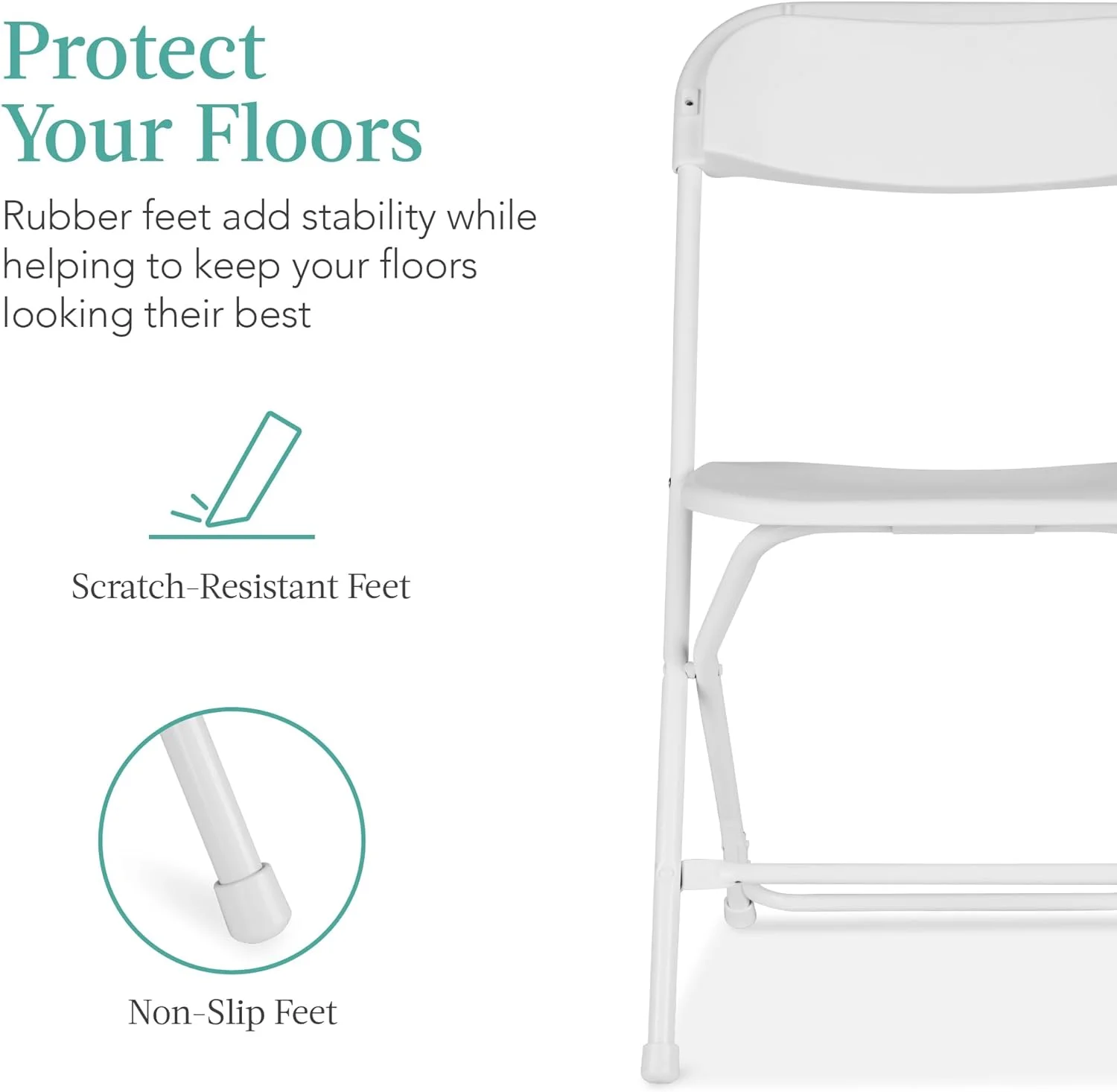 Set of 10 Plastic Folding Chairs, Portable Stacking Indoor Outdoor Seating for Home, Yard, Garden, Parties, Events w/Non-Slip Feet, 350lb Weight Capacity - White