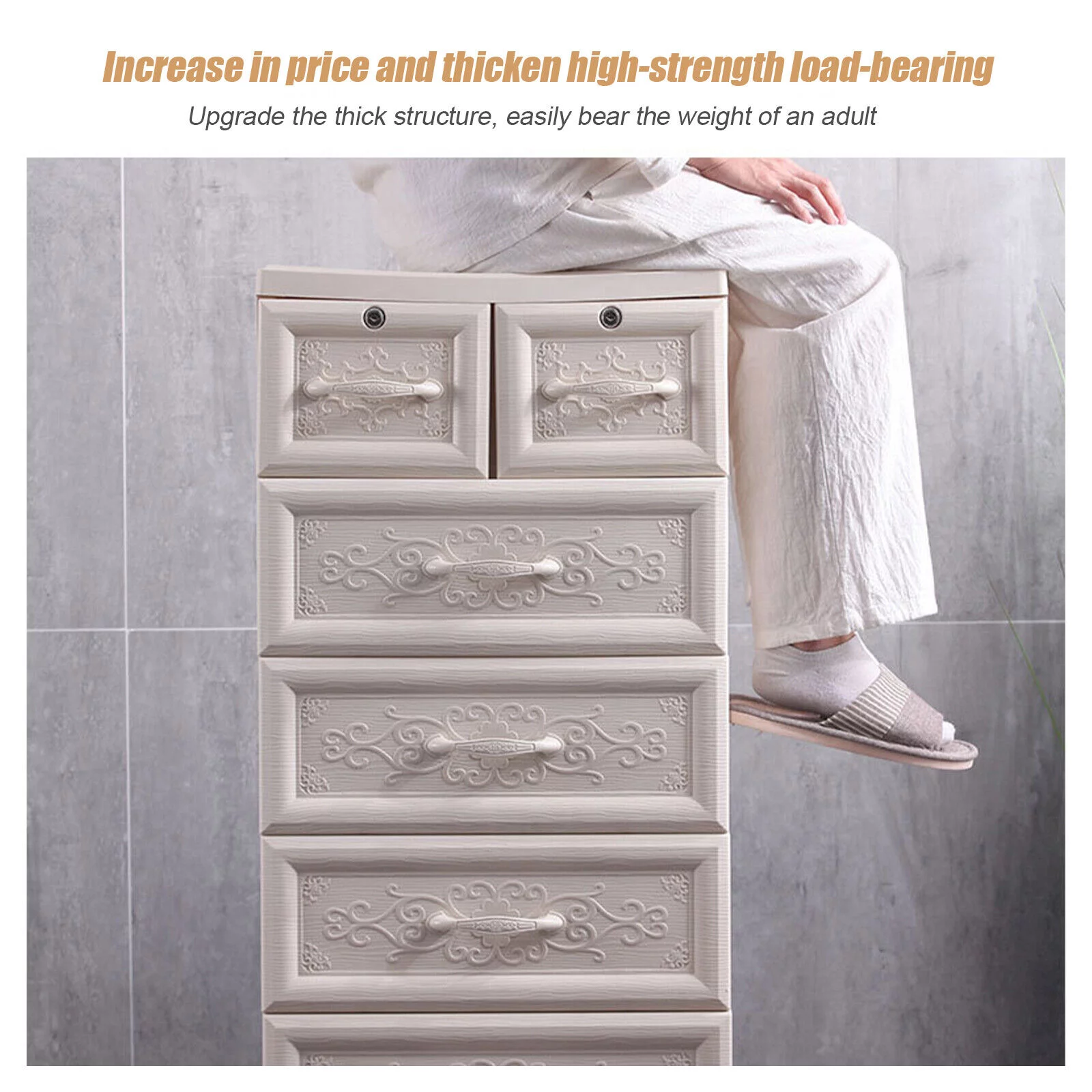 ZhdnBhnos 5 Layers Vertical Storage Cabinet 6 Drawers Plastic Clothes Dresser Tower Closet Organizer Shelf Lockable For Bedroom Living Room Office