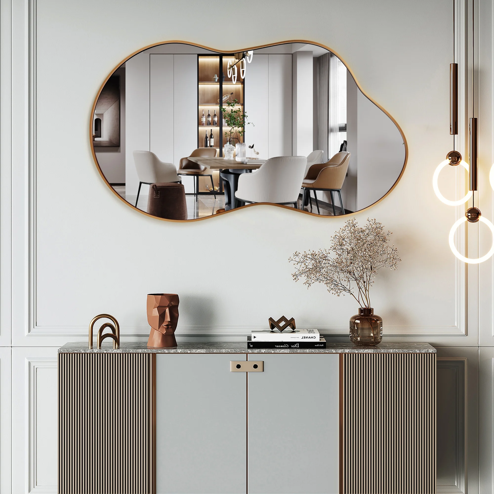 AUSTUFF Irregular Wall Mirror Cloud Shaped Bathroom Mirror 26