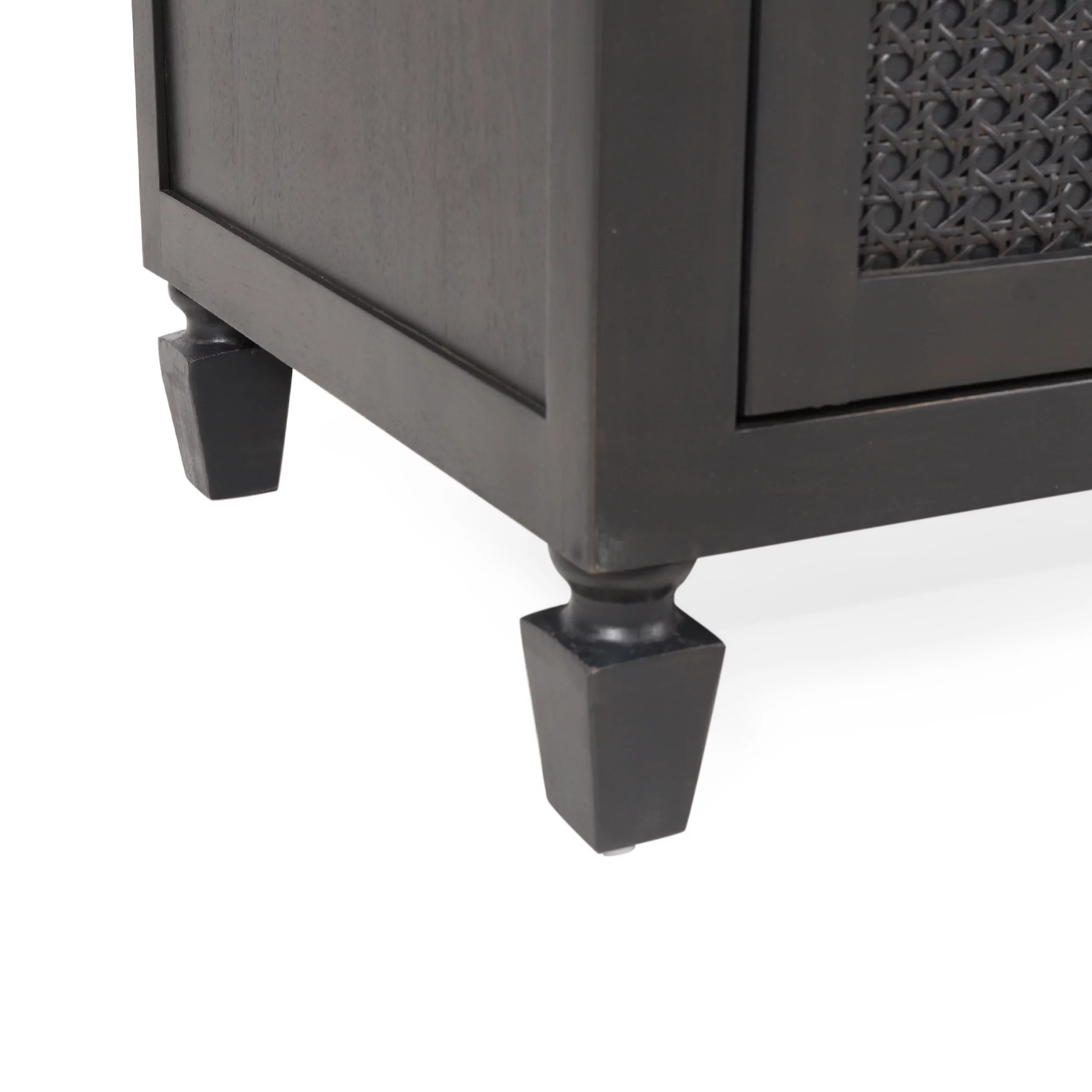 GDF Studio Pollards Rustic Acacia Wood and Cane 3 Drawer Dresser, Dark Gray