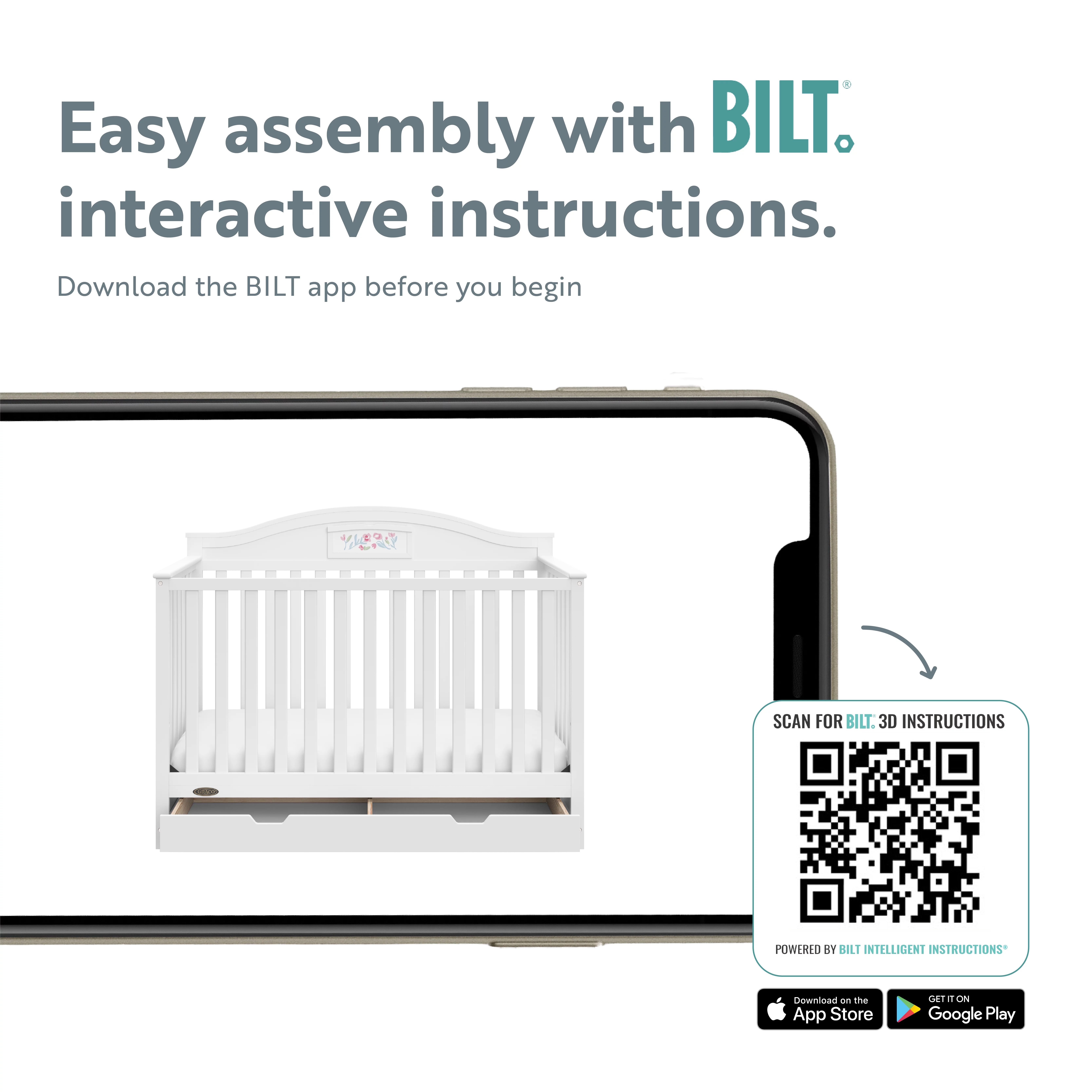 Graco Story 5-in-1 Convertible Baby Crib with Drawer, White