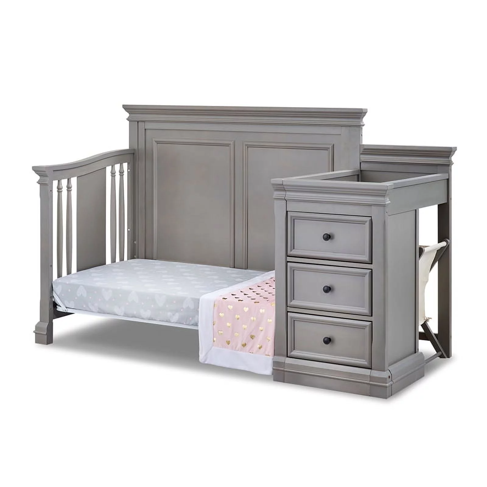 Sorelle Portofino Traditional Wood Crib & Changer in Weathered Gray