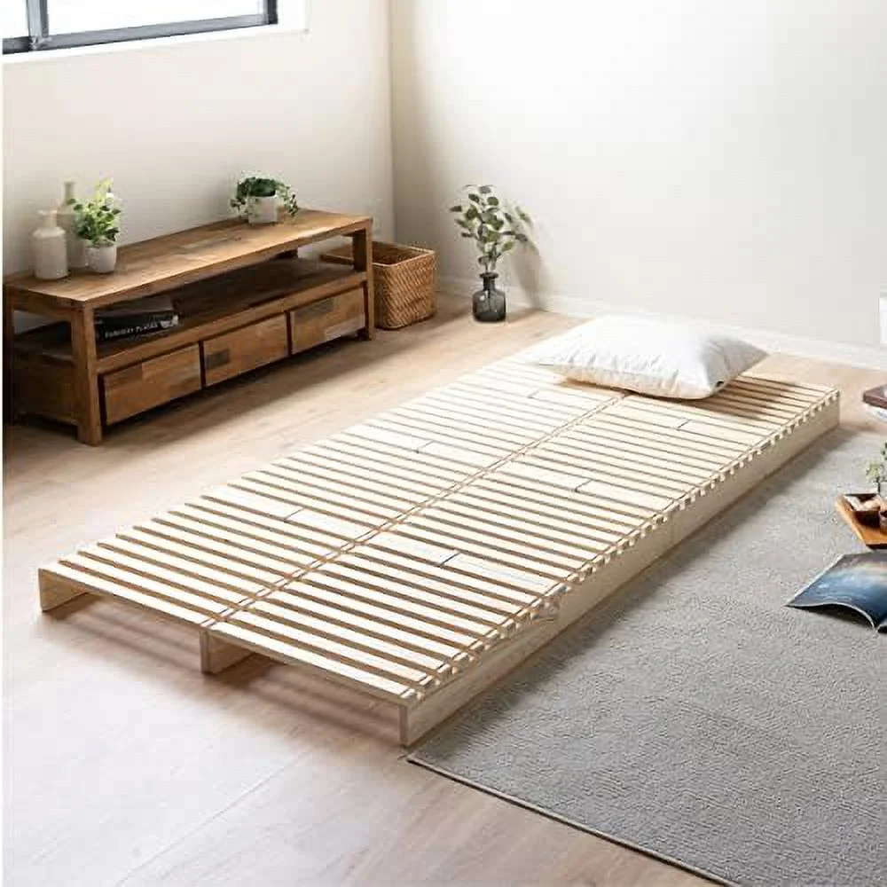HBBOOMLIFE Pallet Bed Slats Headboard 2-Piece Set (Twin) Pine Wood Natural  Japanese Futon Mattress Floor Sleeping Tatami Mat