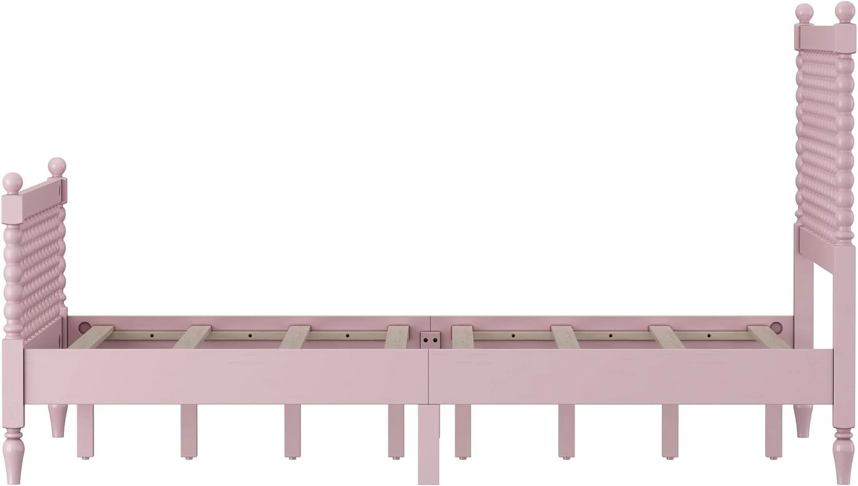 3Pcs Bedroom Set With 2 Nightstands, Full Size Bed Frame With Gourd Shaped Headboard And Footboard, Solid Wood Platform Bed, No Spring Box Required,