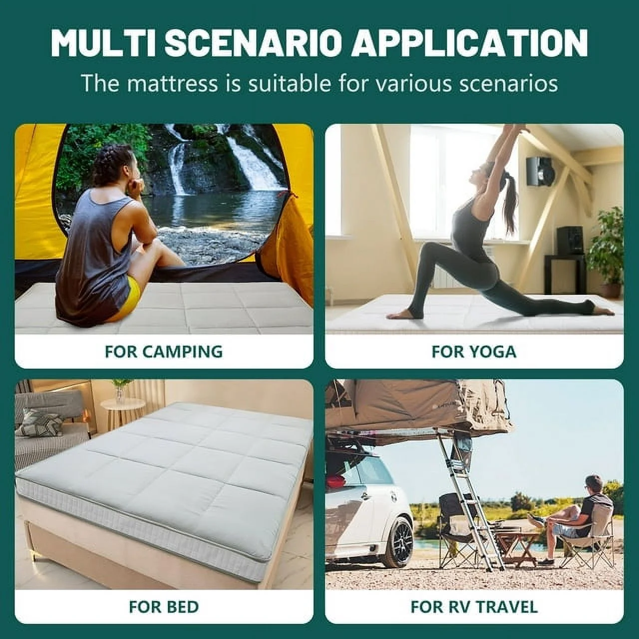 Japanese Floor Mattress, Futon Mattress, Foldable & Portable, Roll up Mattress Tatami Mat Sleeping Pad with Storage Bag