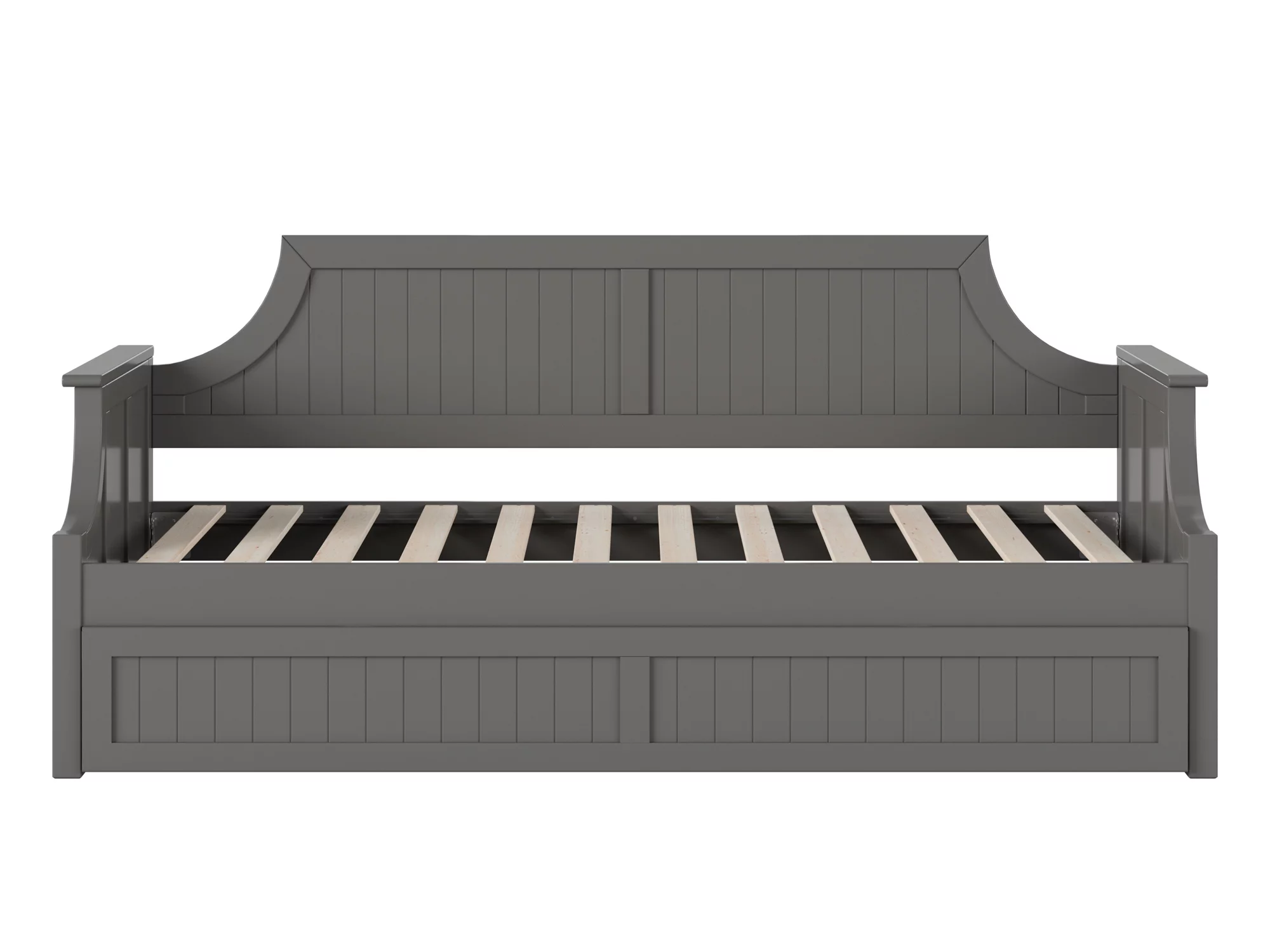 AFI Twin Daybed with Twin Trundle Roll Out Guest Bed in Solid Wood Cambridge Design, Grey