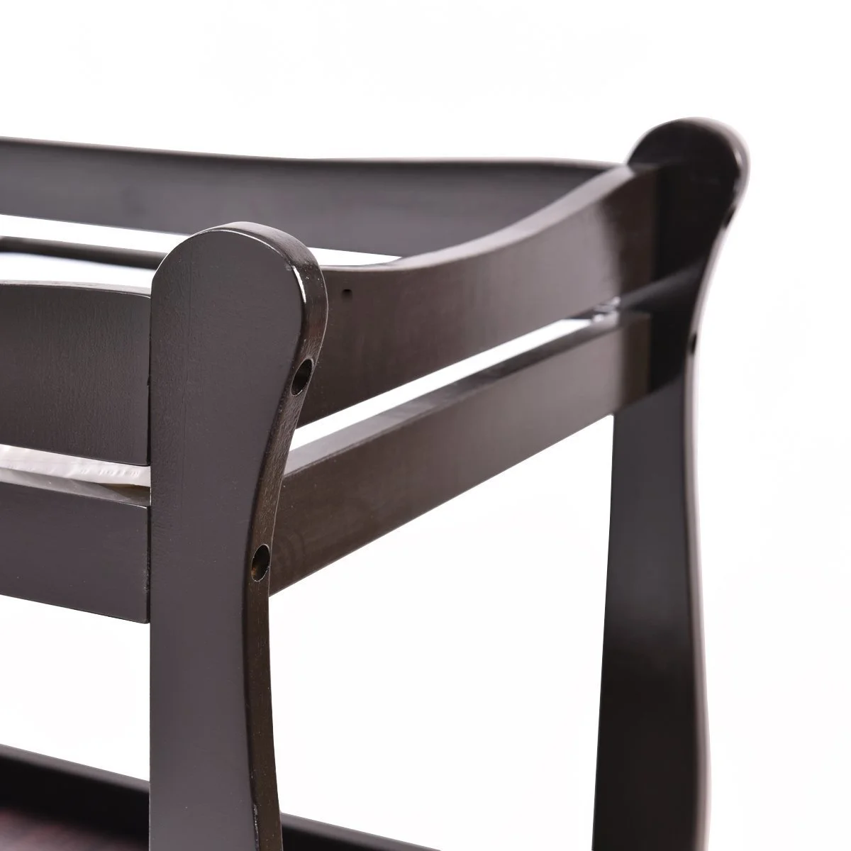 Baby Changing Table, Infant Diaper Changing Table Organization, Newborn Nursery Station with Pad, Sleigh Style Nursery Dresser Changing Table with Hamper/ 2 Fixed Shelves (Espresso)