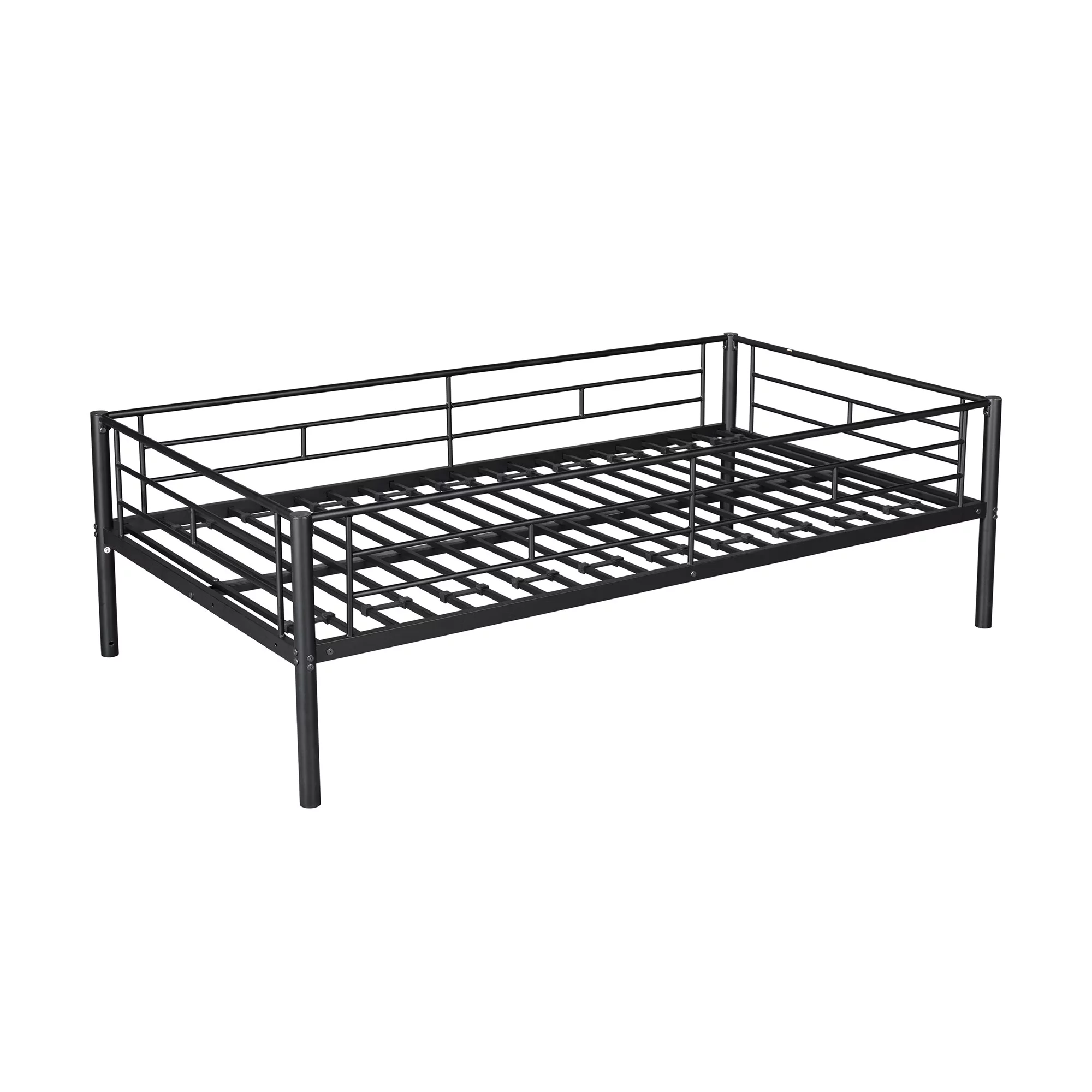 GNIXUU Metal Twin over Twin Bunk Beds with Trundle Bed for Kids Bedroom, Metal Twin Bunk Bed Frame with Safety Guardrail & 2 Ladders, Black
