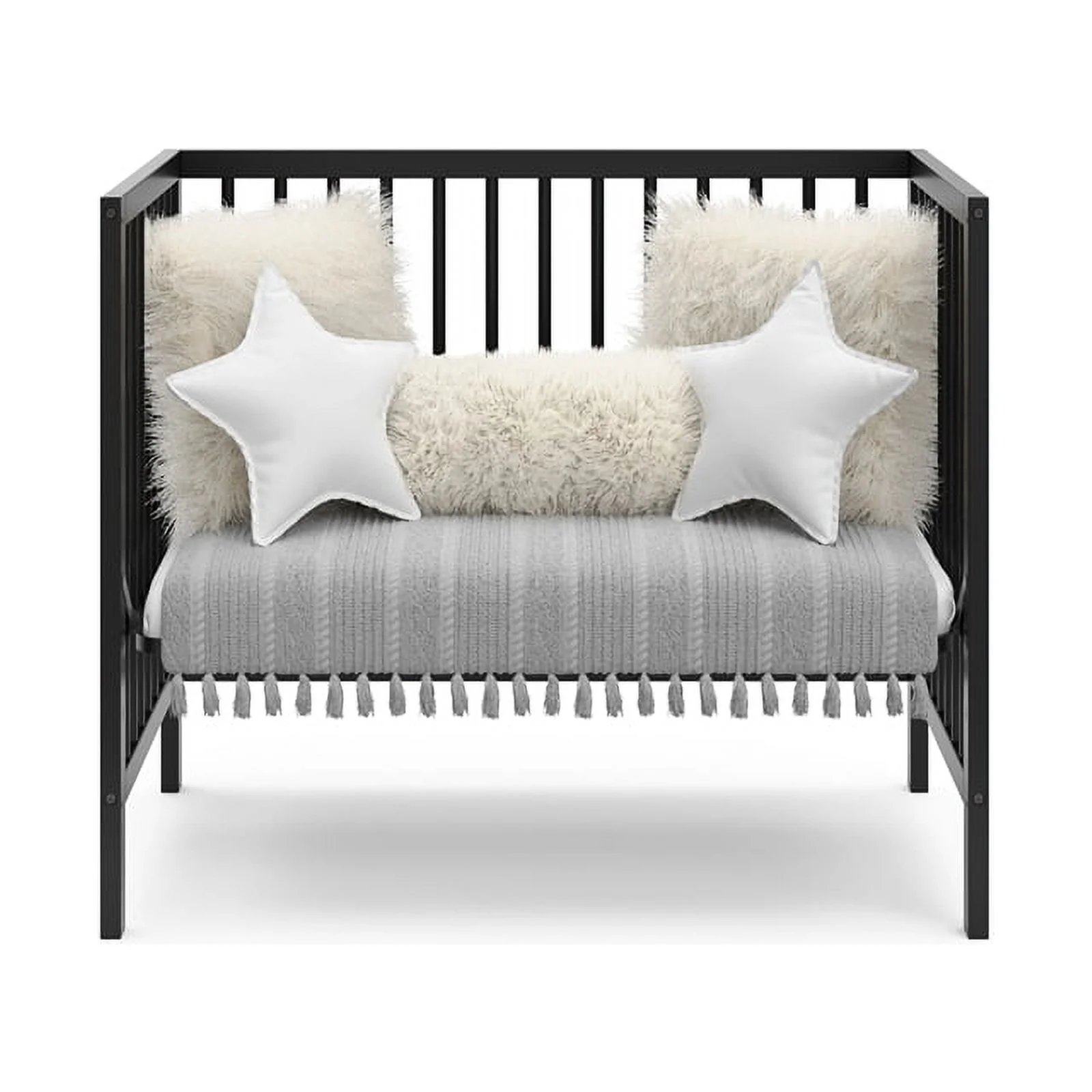 Graco Teddi 4-in-1 Convertible Mini Baby Crib with Mattress, Black