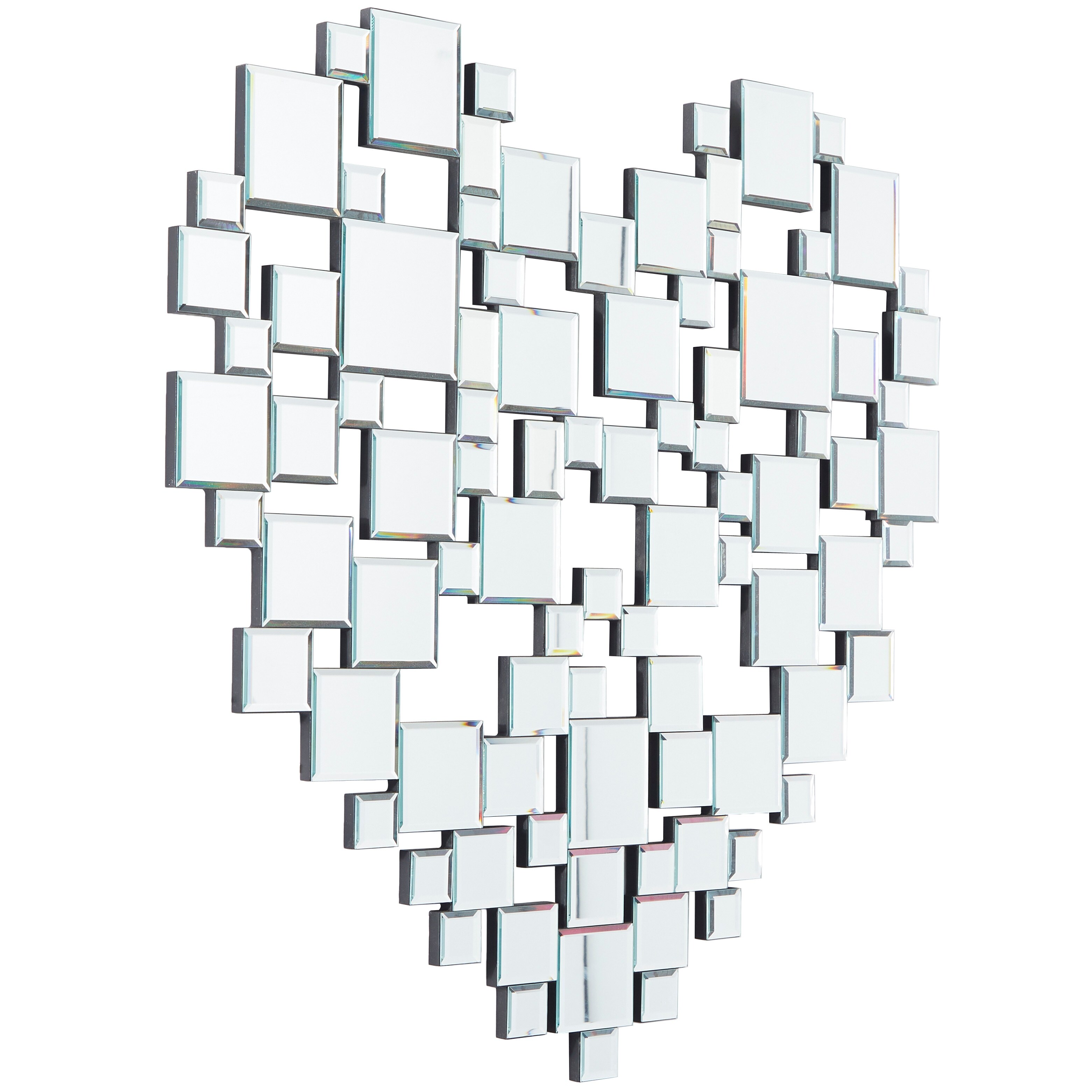 The Novogratz  Silver Glass Mosaic Heart Wall Mirror - 32
