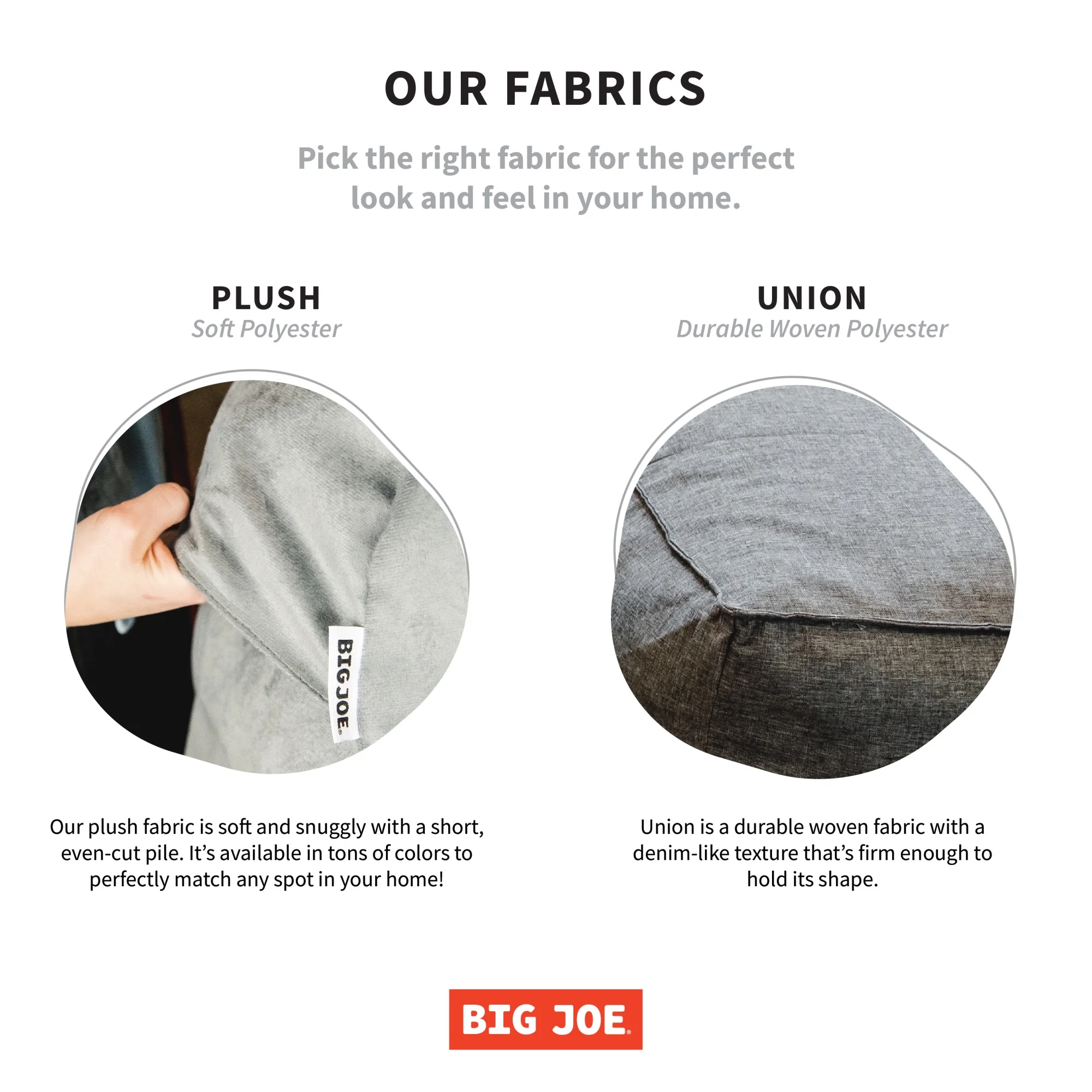 Big Joe Imperial Lounger Foam Filled Bean Bag Armchair with Removable Cover, Gray Union, Durable Woven Polyester, 4 feet Big