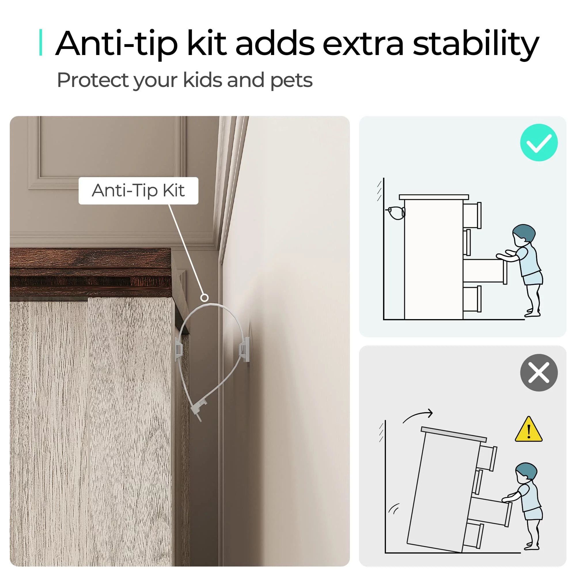 LINSY HOME Dresser for Bedroom, Long Dresser with 6 Drawers and Antique Handles, Chest of Drawers for Living Room, Entryway and Hallway, Rustic Oak