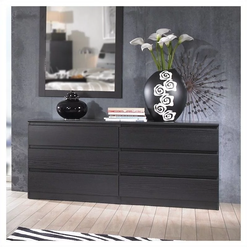 Scottsdale 3 Piece Set Nightstand and Dressers in Black Woodgrain