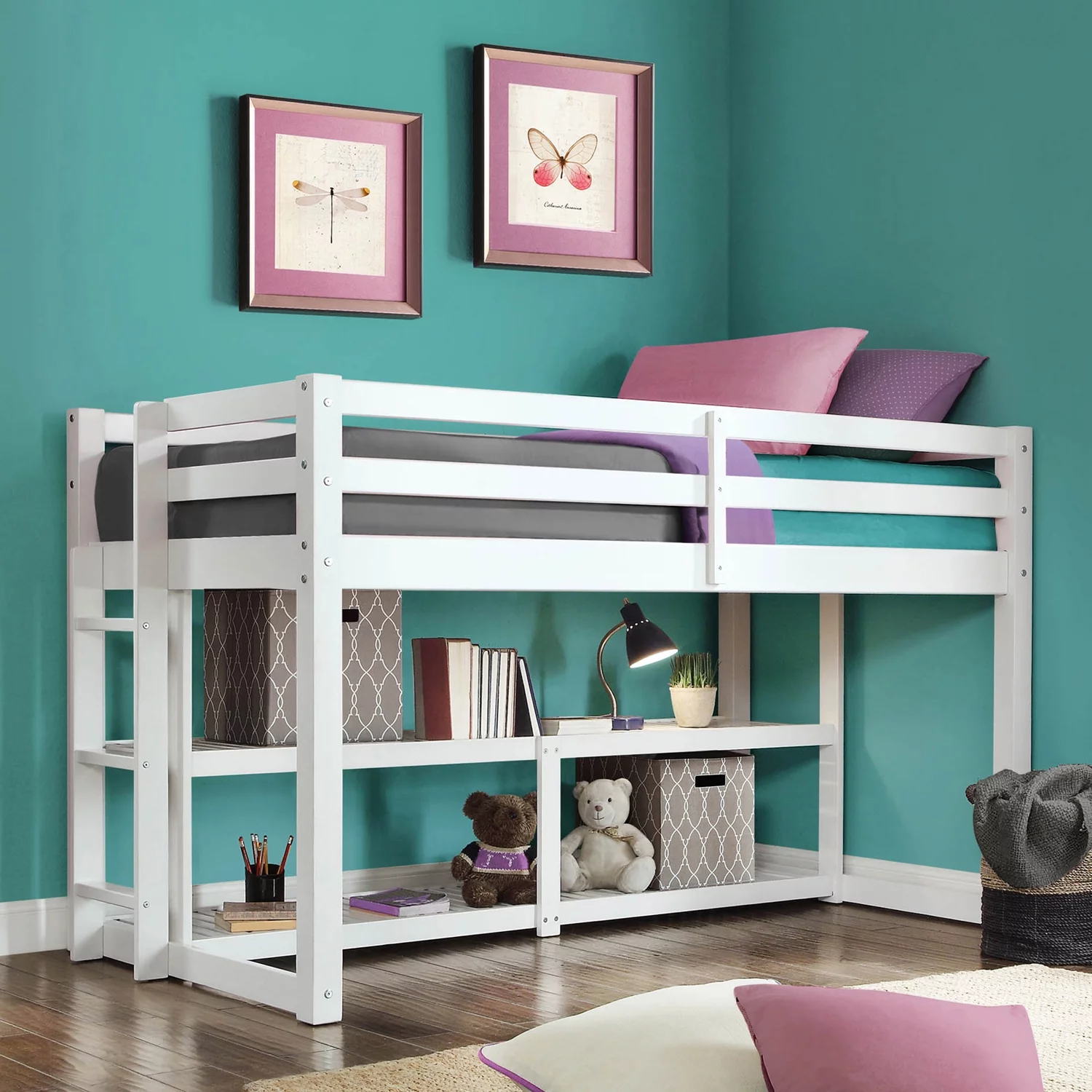 Better Homes and Gardens Greer Twin Loft Storage Bed, White