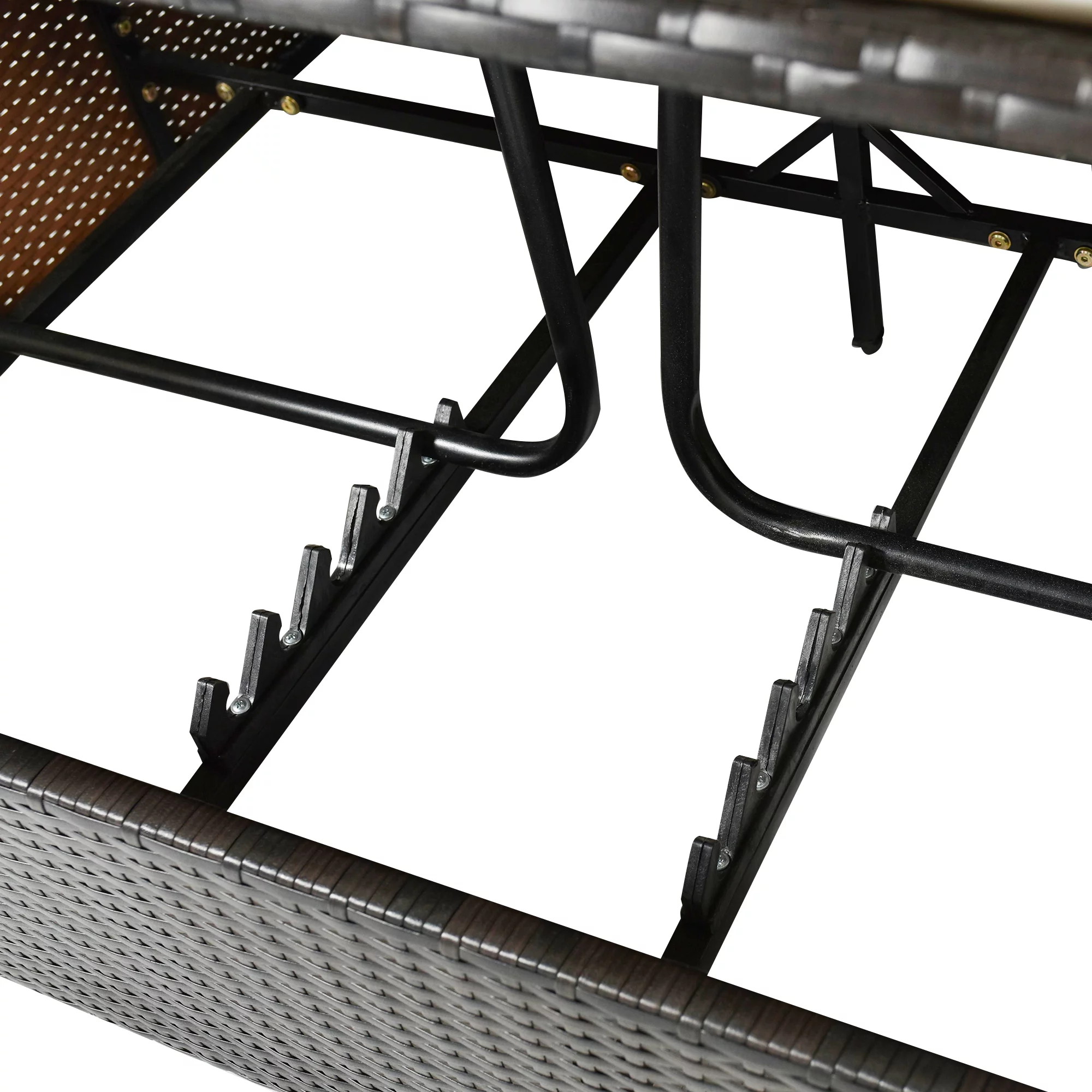 uhomepro Pool Furniture Outdoor Lawn Backyard Poolside Garden Rectangle Daybed, Outdoor Chaise Lounge with Canopy, Overhead Curtains, Cushions, Adjustable Seat, Blue