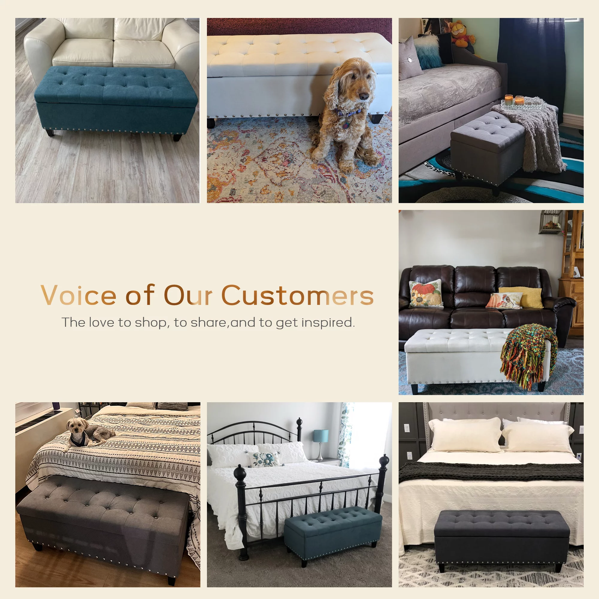 HUIMO Large Storage Ottoman, 41-inch Button-Tufted Upholstered Ottoman with Safety Hinge, End of Bed Storage Bench for Entryway, Living Room (Grey)