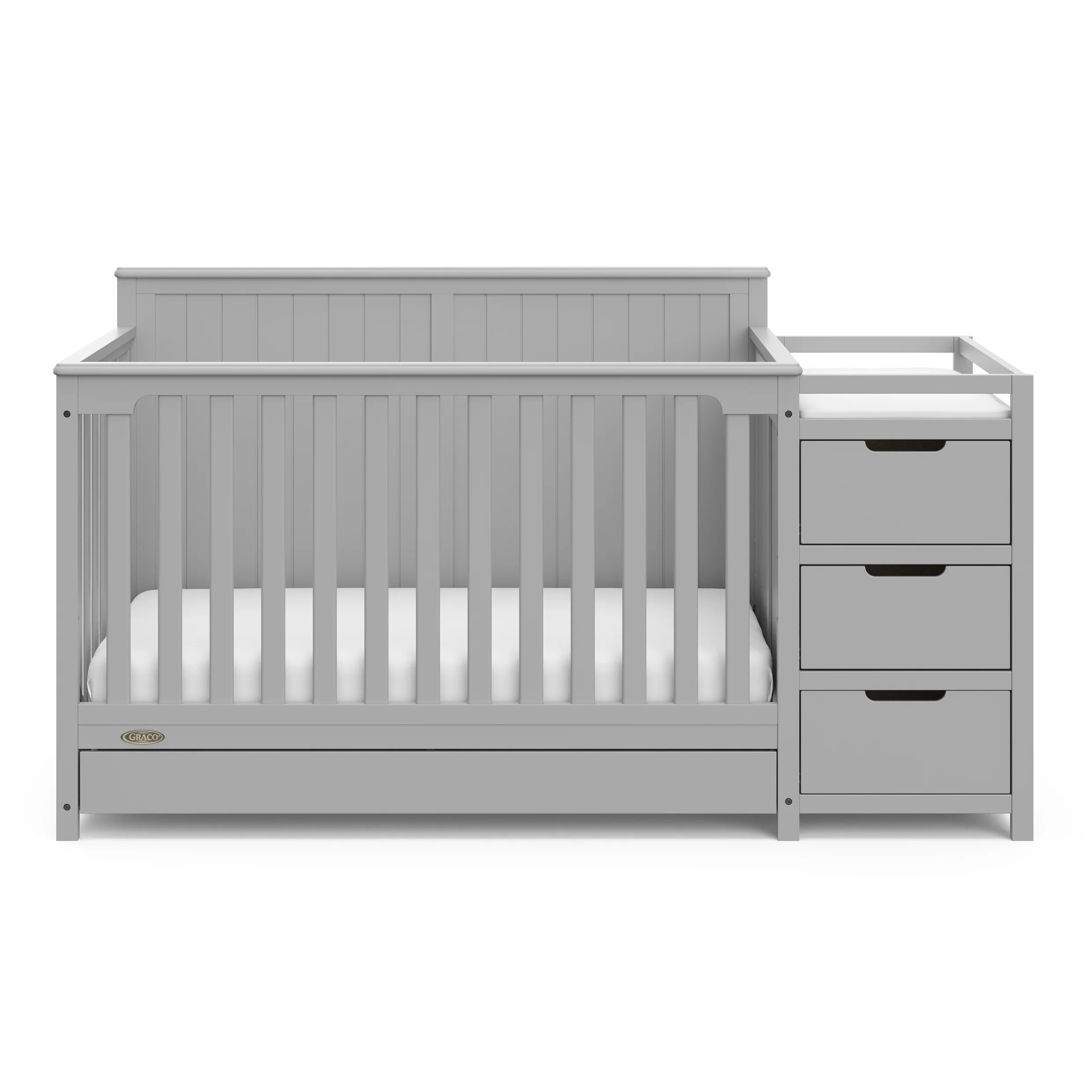 Graco Hadley 5-in-1 Convertible Crib and Changer with Drawer, Pebble Gray