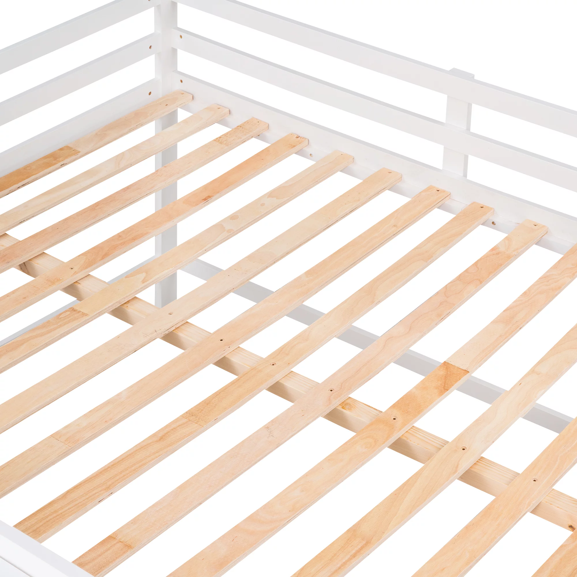 Bellemave Full Size Wood Low Loft Bed with Rolling Portable Desk, and Drawers,Kids Loft Bed With Storage Shelves,No Box Spring Needed(White)