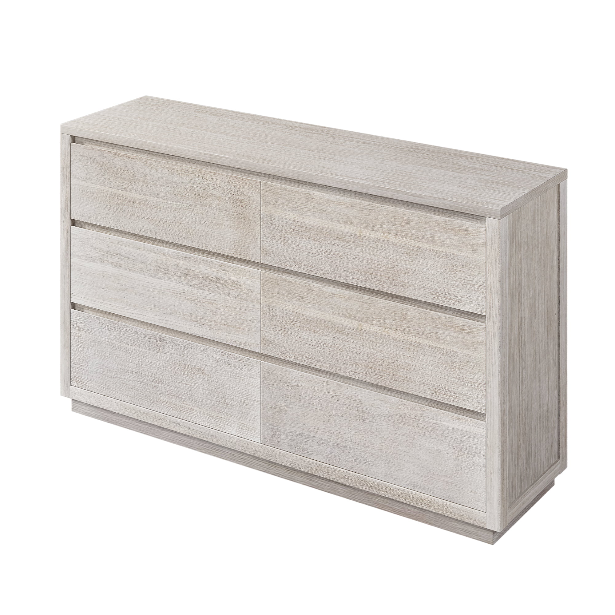 Modern Style Soild Wood 6-Drawer Dresser for Bedroom, Living Room, Stone Gray