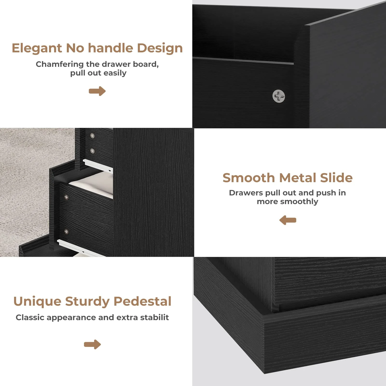 6 Drawer Double Dresser, 51.5''W Wooden Storage Chest of 6 Drawers, Large Capacity Clothing Storage Cabinet, Wide Black Dresser for Bedroom