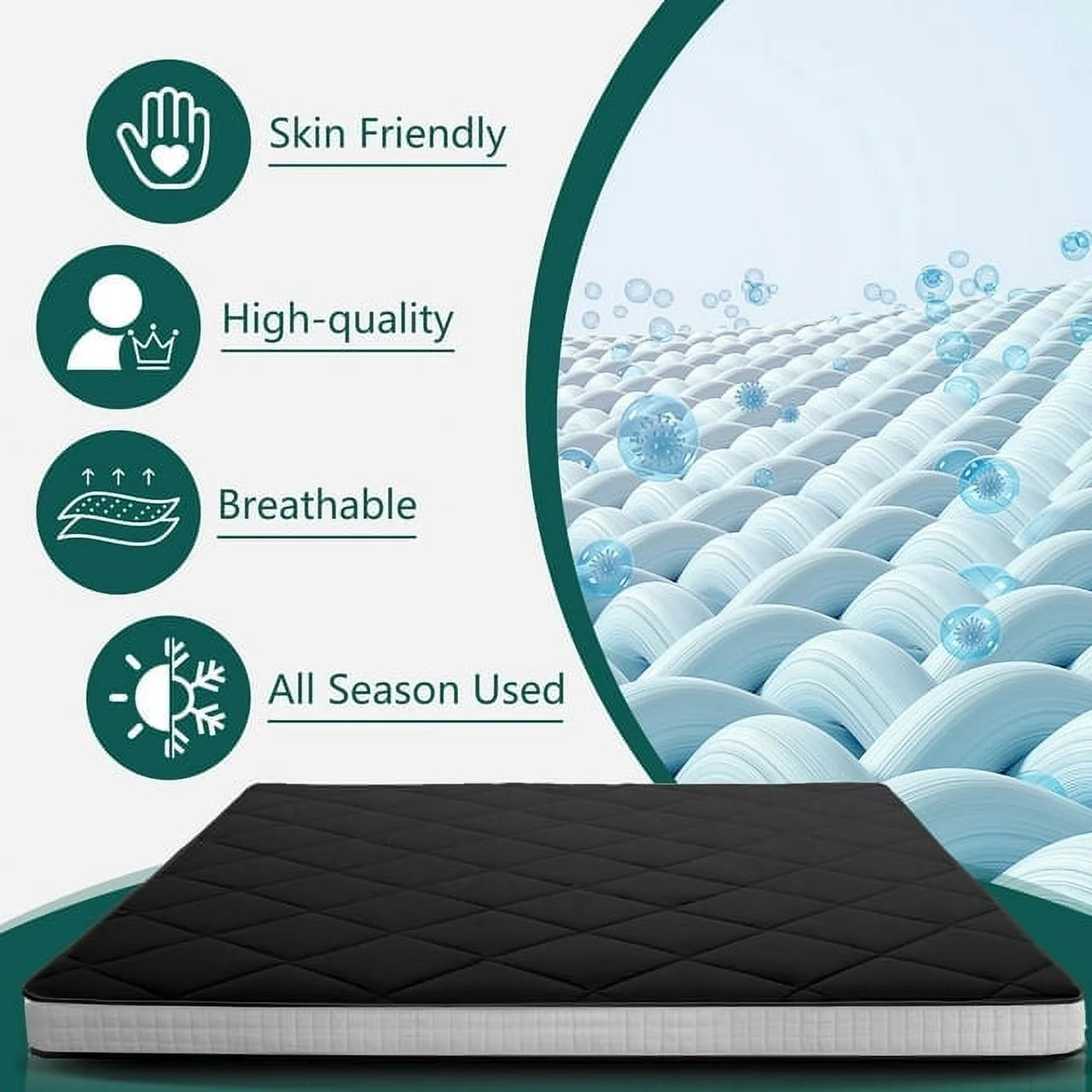 ABORON Diamond Patterned Mattress,4 Inch Extra Thick Sleeping Bed For Floor,Roll Up Mmemory Foam Mattress , Folding Floor Lounger Guest Bed Pad