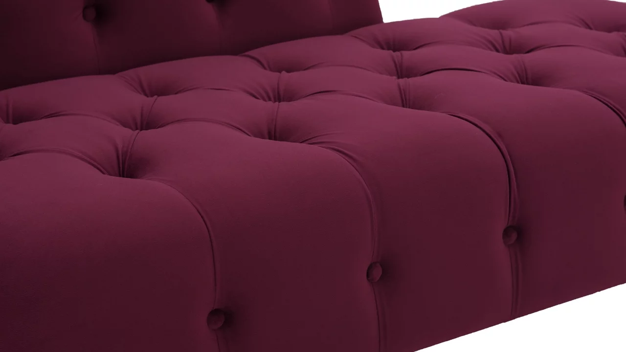 Samuel Tufted Roll Arm Chaise Lounge Burgundy
