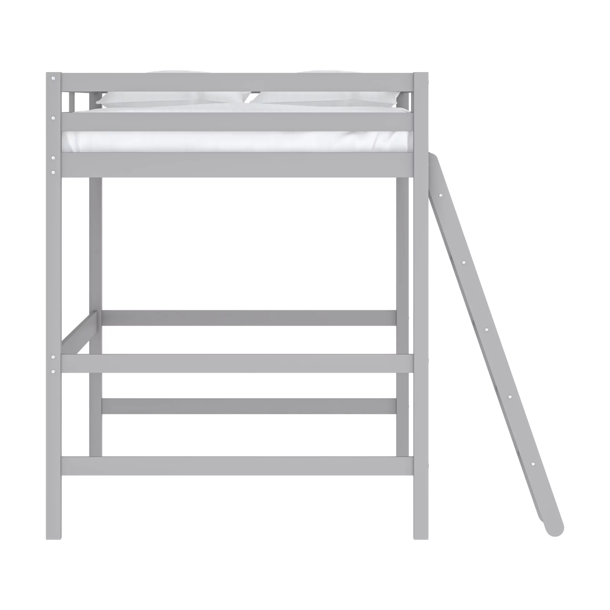 Hillsdale Campbell Wood Full Loft Bunk Bed with Ladder, up to 350 lbs Capacity, Gray