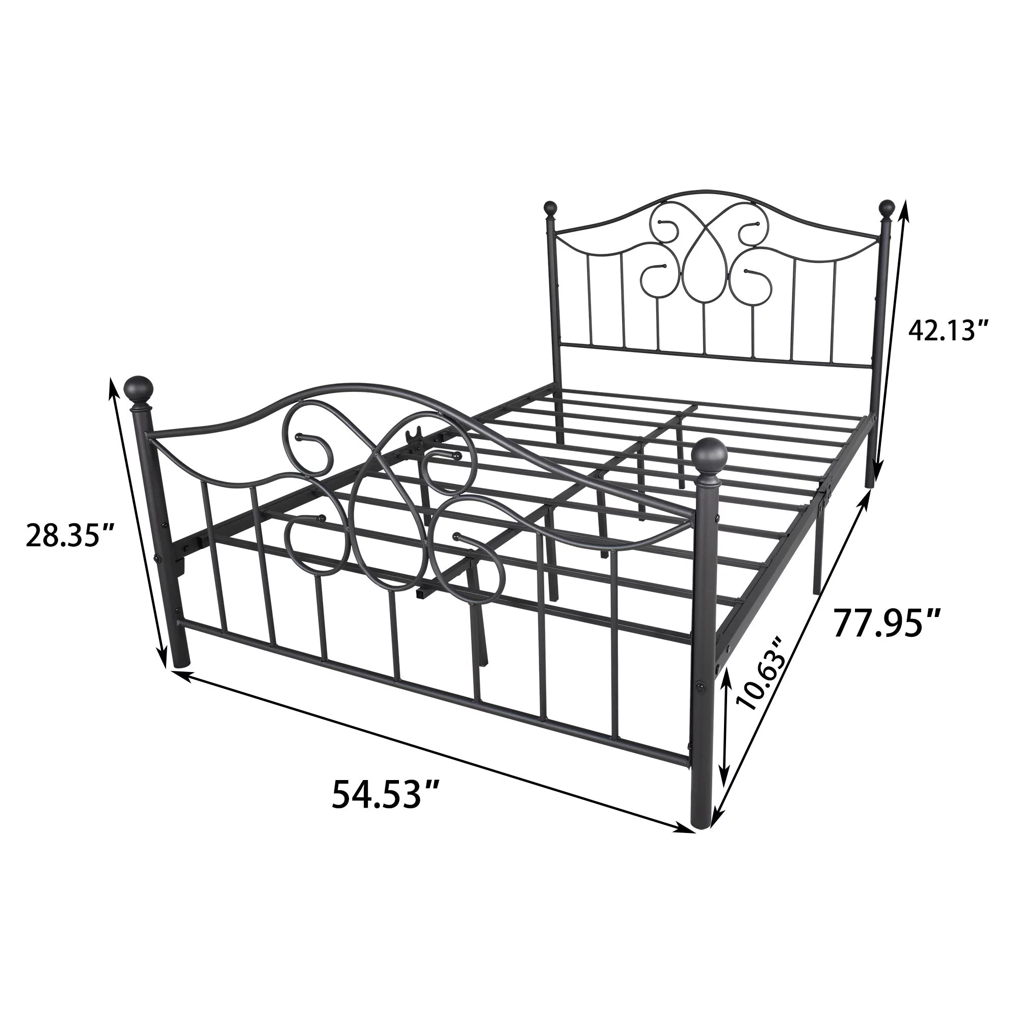 Full Size Metal bed frame , Solid Sturdy Steel Slat Support, No Box Spring Needed and Easy Assembly,Black