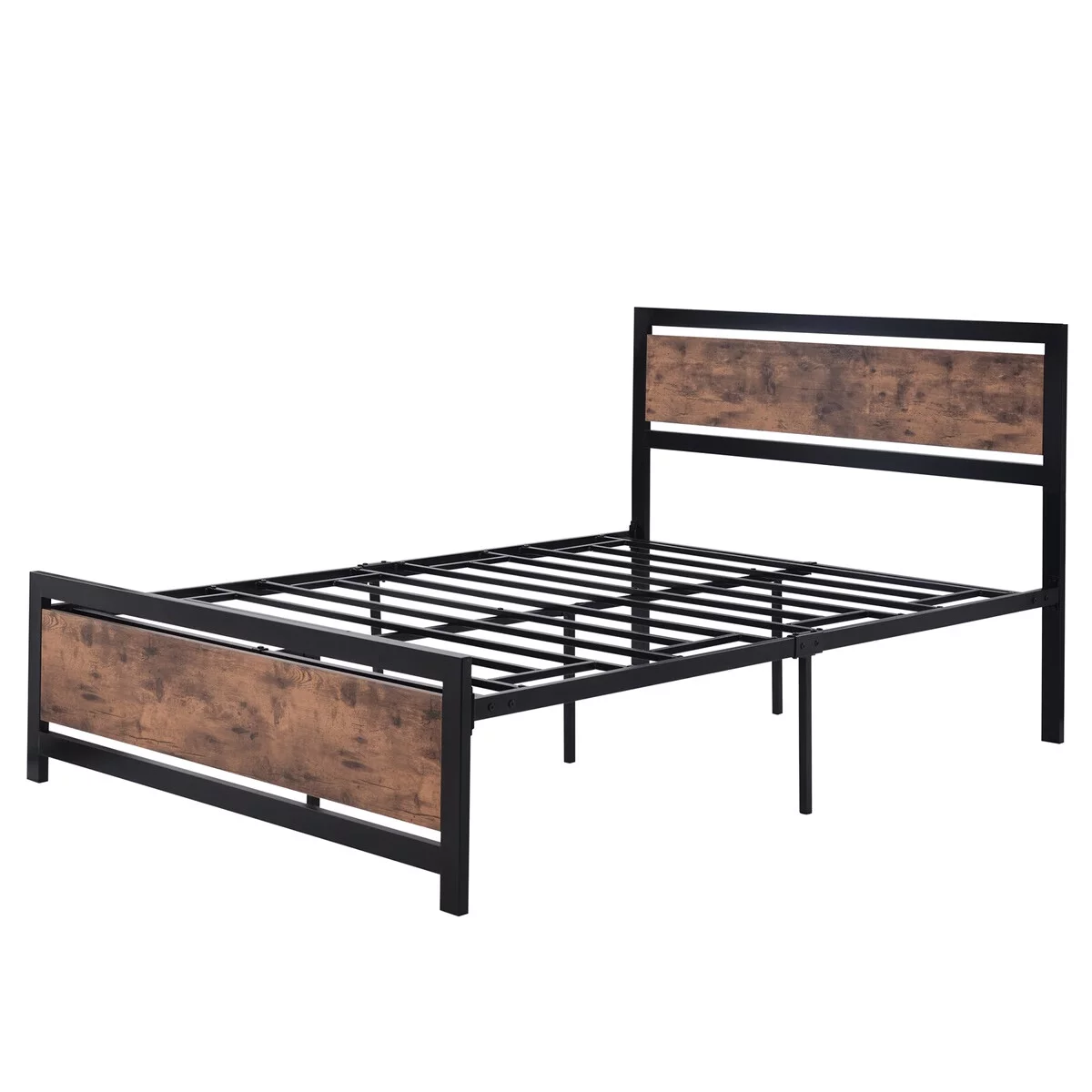 SENTERN Metal and Wood Bed Frame with Headboard and Footboard ,Full Size Platform Bed