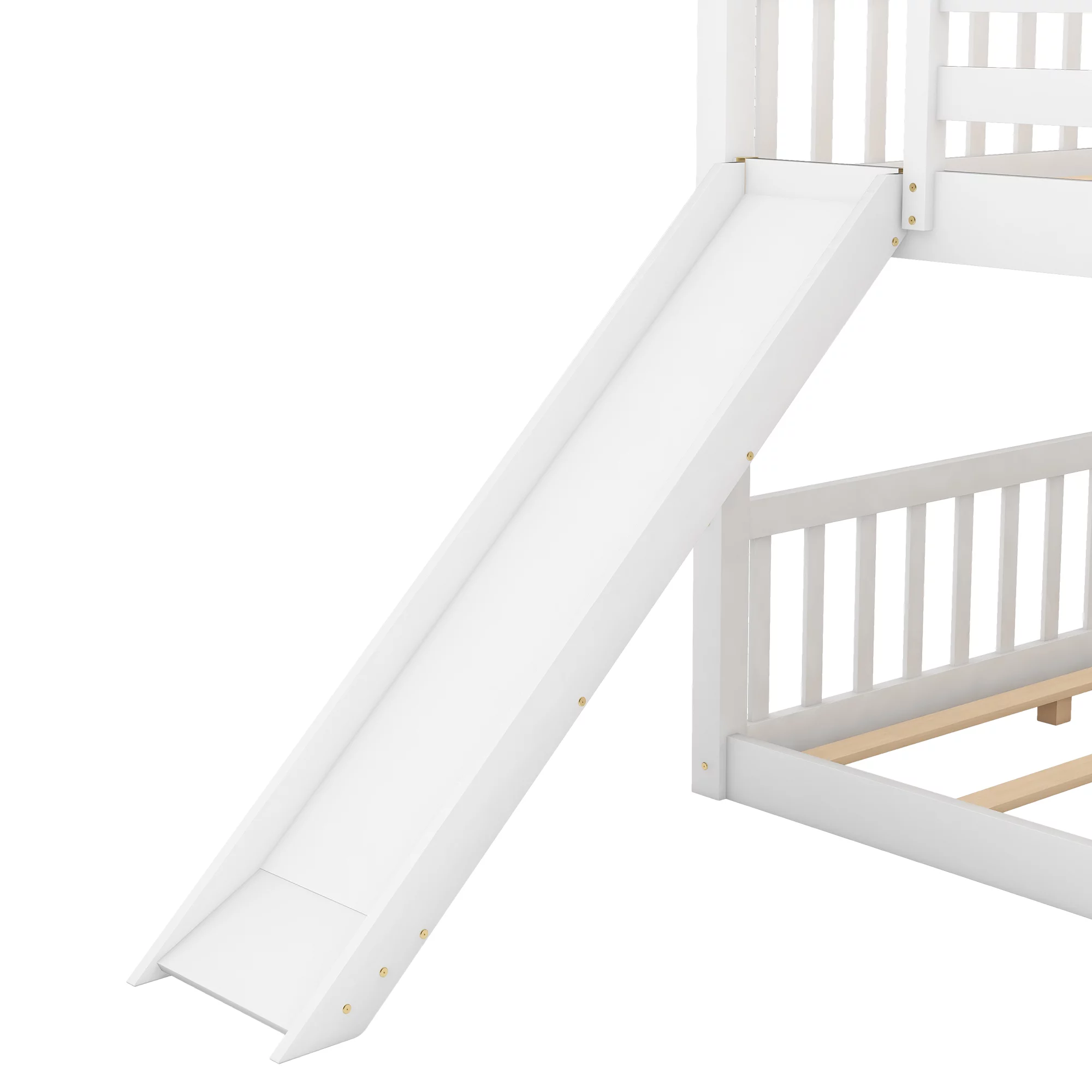 Hombay Low Full Over Full Bunk Bed with Convertible Slide and Ladder, Wood Slat Bed Frame for Child Kids