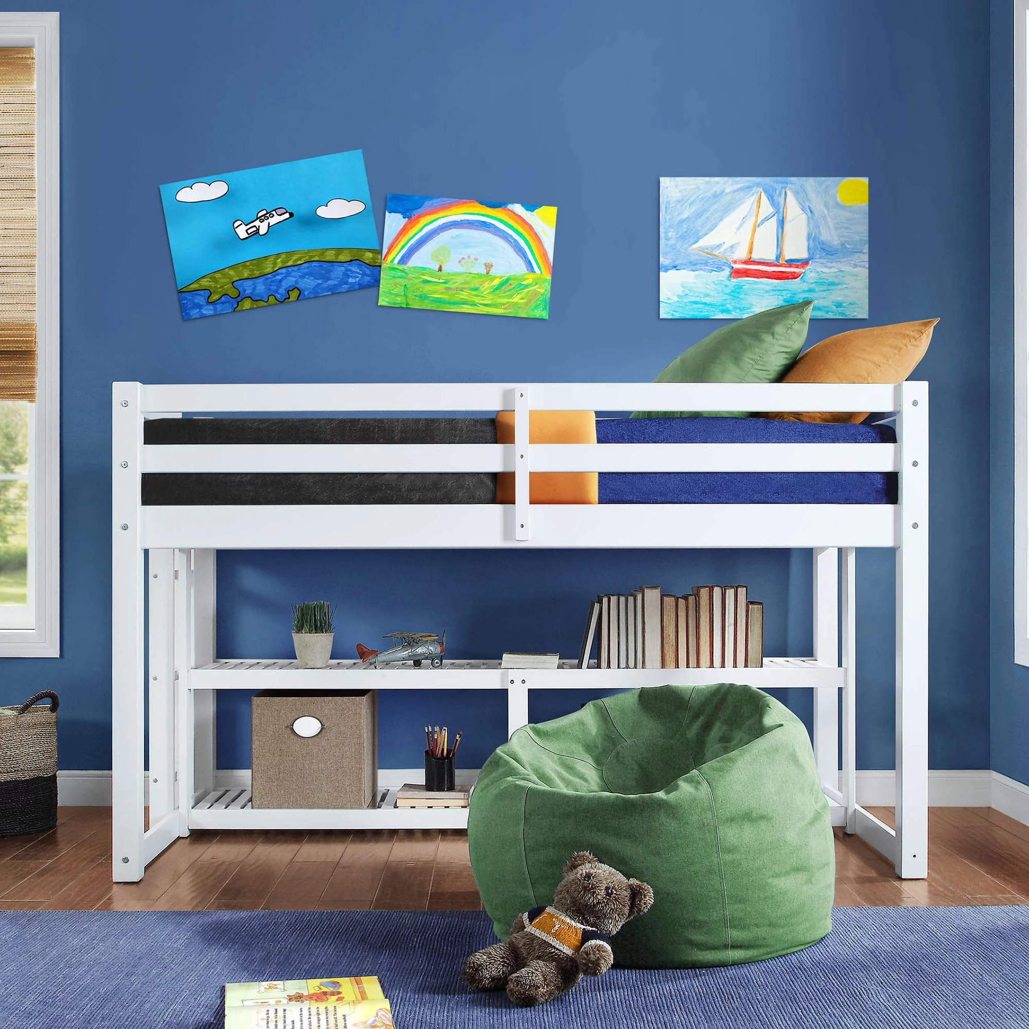 Better Homes and Gardens Greer Twin Loft Storage Bed, White