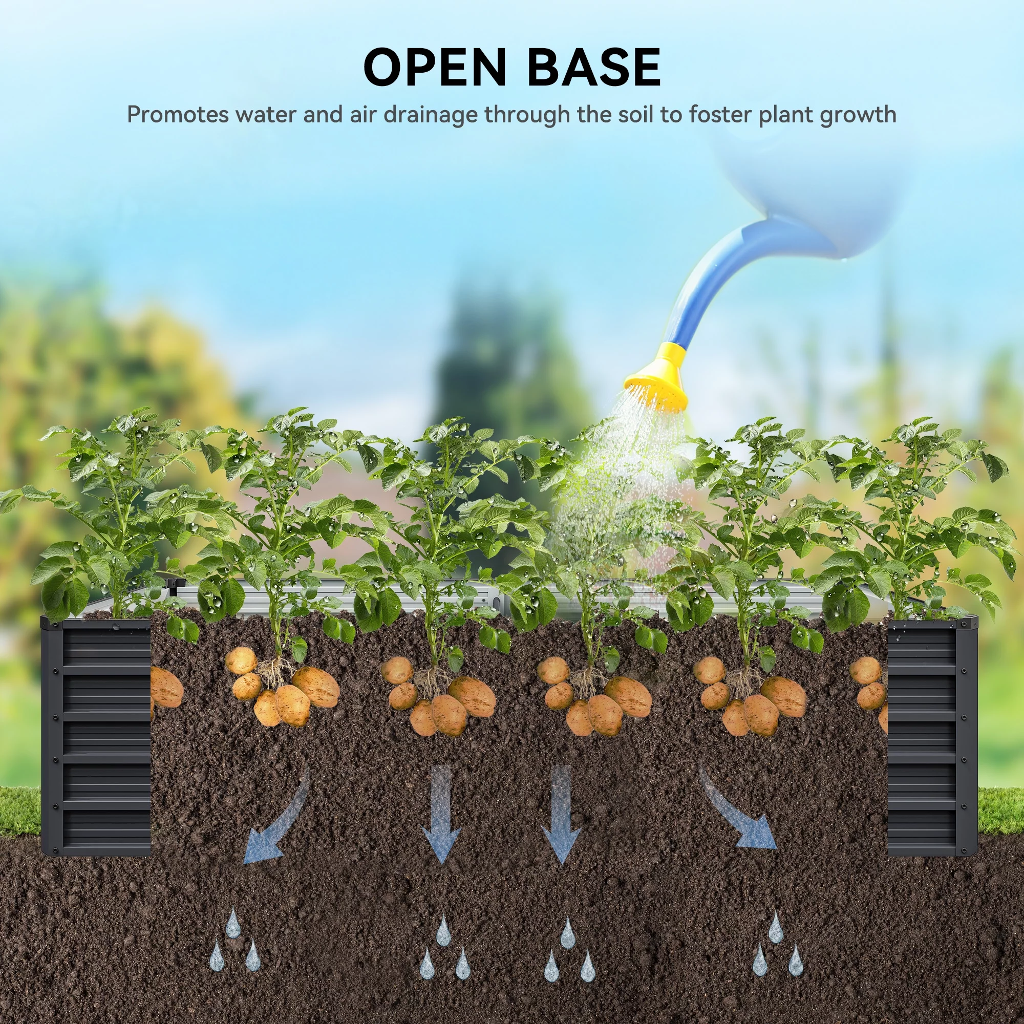 Dextrus 7.5x4x4FT Raised Garden Bed with Cover Extra Large Metal Planter Box Outdoor Flower Bed with Mini Greenhouse 2 Zipper Screen Windows for Outdoor Growing Vegetable, White