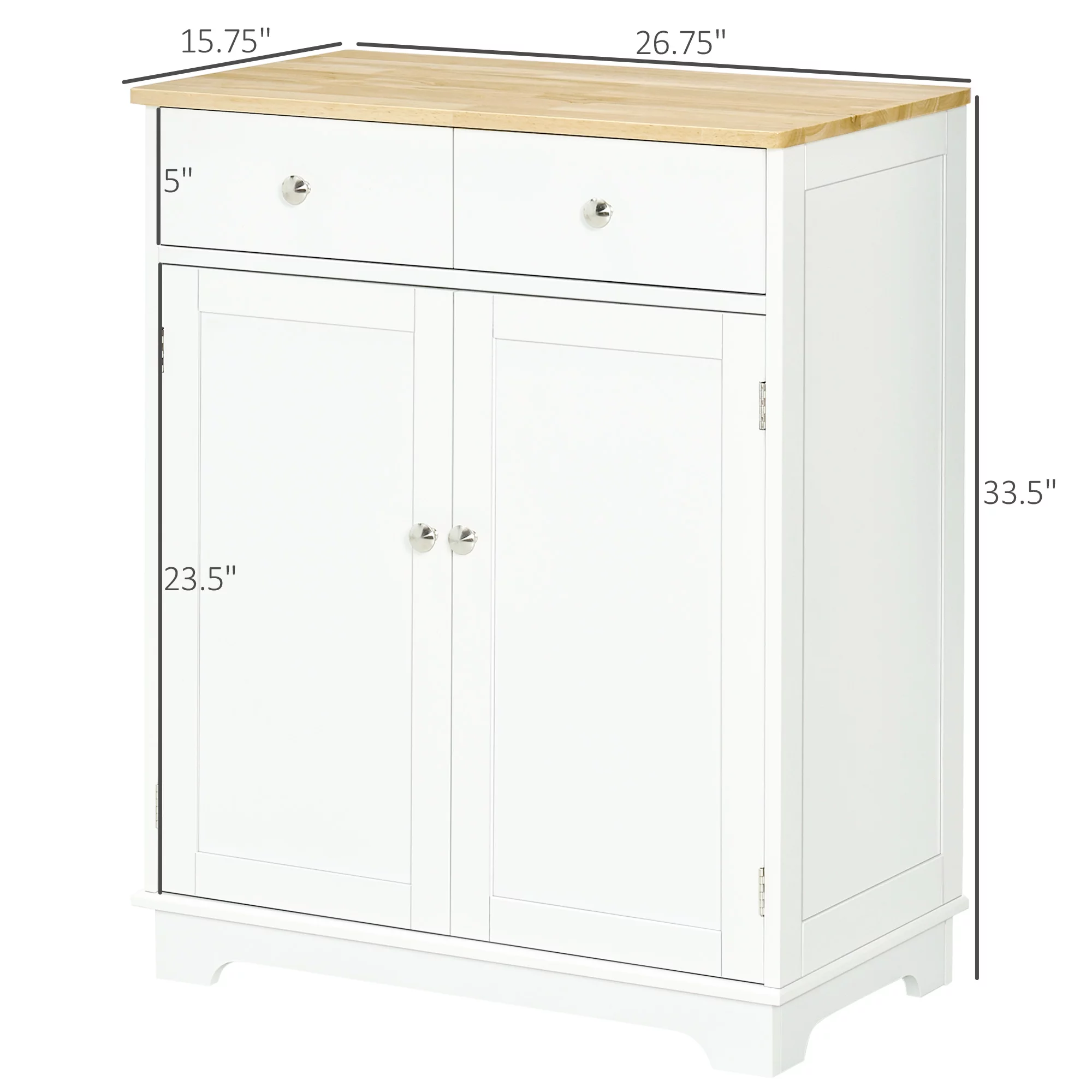 HOMCOM Sideboard Buffet Cabinet, Double Door Kitchen Cabinet, Coffee Bar Cabinet with 2 Drawers, Adjustable Shelf for Living Room and Hallway, White