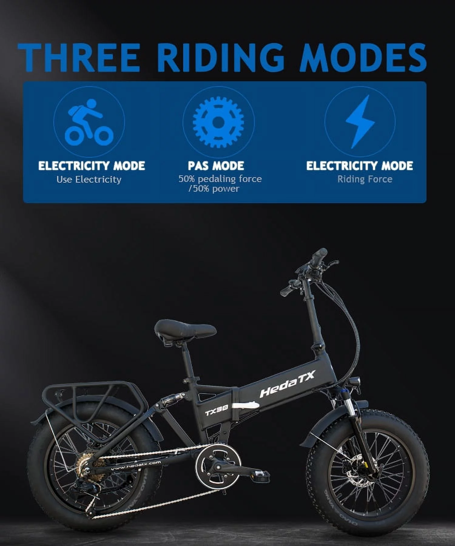 Heda 750W Folding Electric Bike, 20'' Electric Commuter Bike, Aluminum Alloy Electric Bicycle, Ebike Built-in 48V 13Ah Removable Lithium-Ion Battery, Electric Bikes for Adults