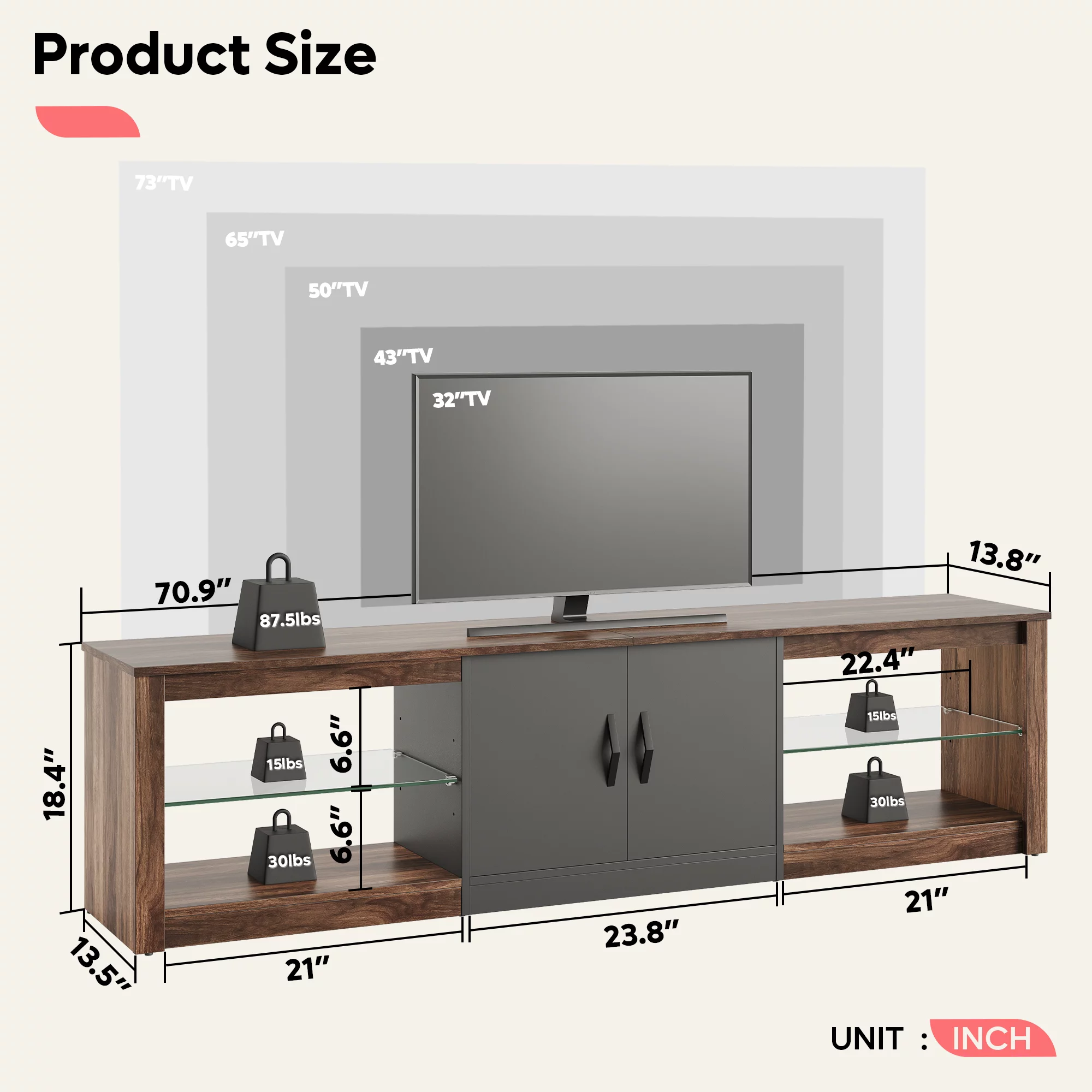 Bestier Modern TV Stand for TVs up to 75