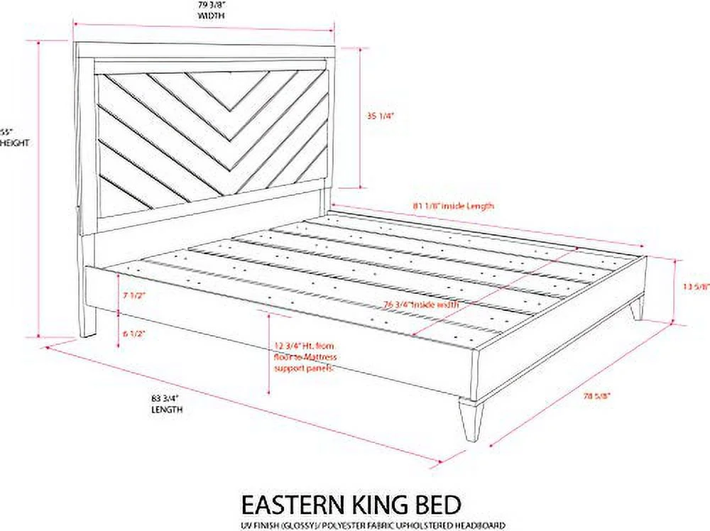 Kings Brand Furniture Madison 6-Piece King Size Black Bedroom Set. Bed, Dresser, Mirror, Chest & 2 Nightstands