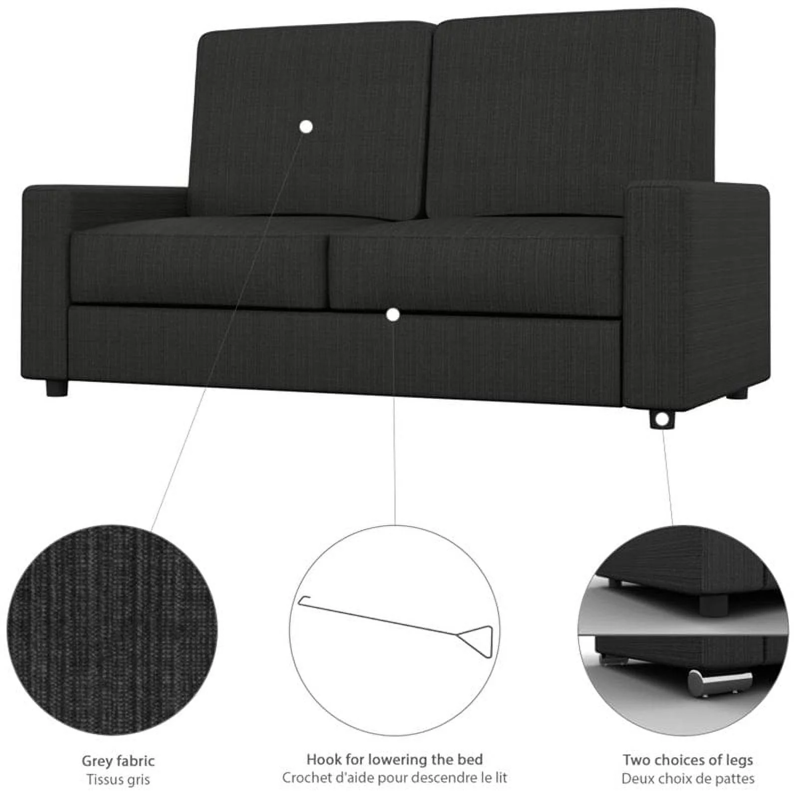 Atlin Designs 4 Piece Full Wall Bed Set in White and Gray