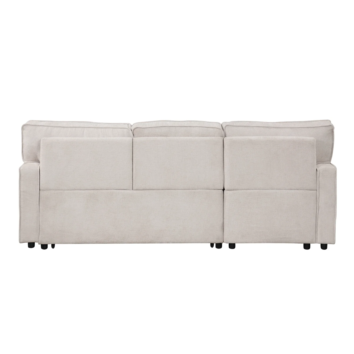 Churanty Pull Out Sofa Bed Sectional 3 Seater Sleeper Sofa Bed with with Storage chaise USB Port and 2 Cup Holders for Living Room Apartment,Beige