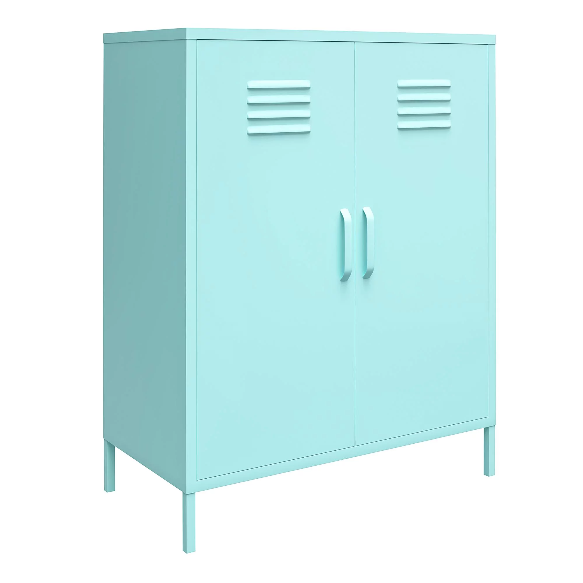 Novogratz Cache 2 Door Metal Locker Style Storage Accent Cabinet, Mint
