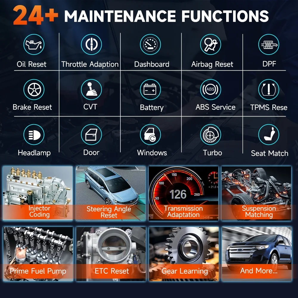 Foxwell GT60 BT Bluetooth OBD2 Scanner All System Automotive Diagnostic Scan Tool 24 Maintenance Functions ABS Bleeding Car Code Reader Auto Vin EOBD OBD Scanner Android Scan Tablet 2 Year Free Update