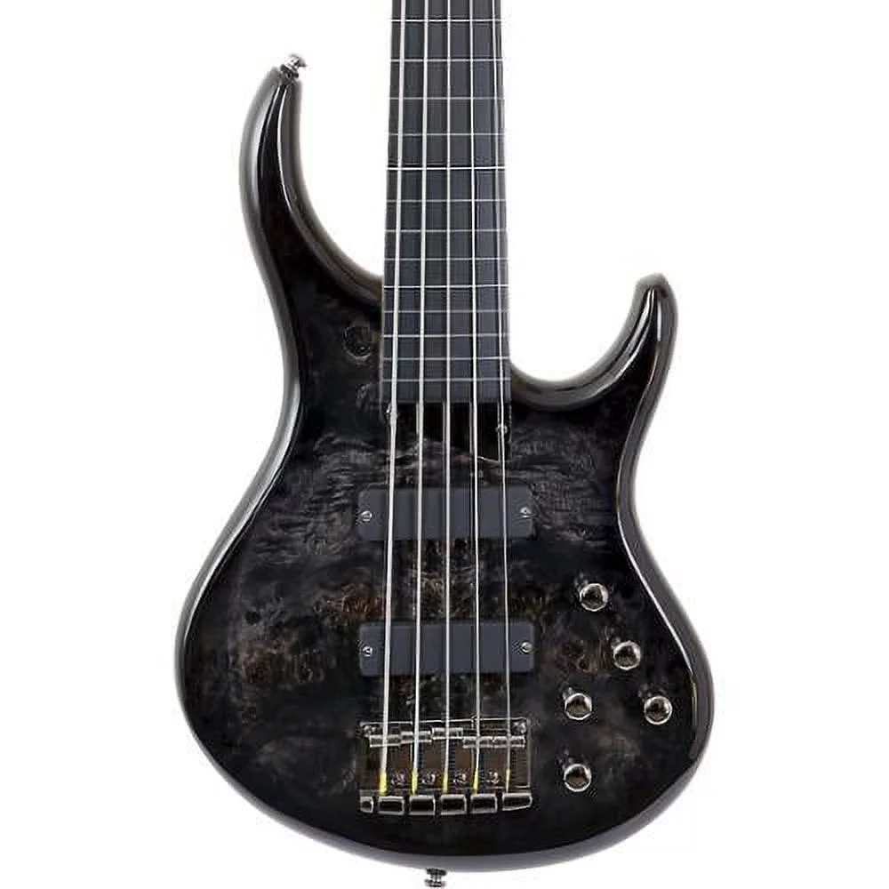 MTD Kingston ZX 5-String Fretless Electric Bass Guitar Transparent Black Ebonol Fretboard