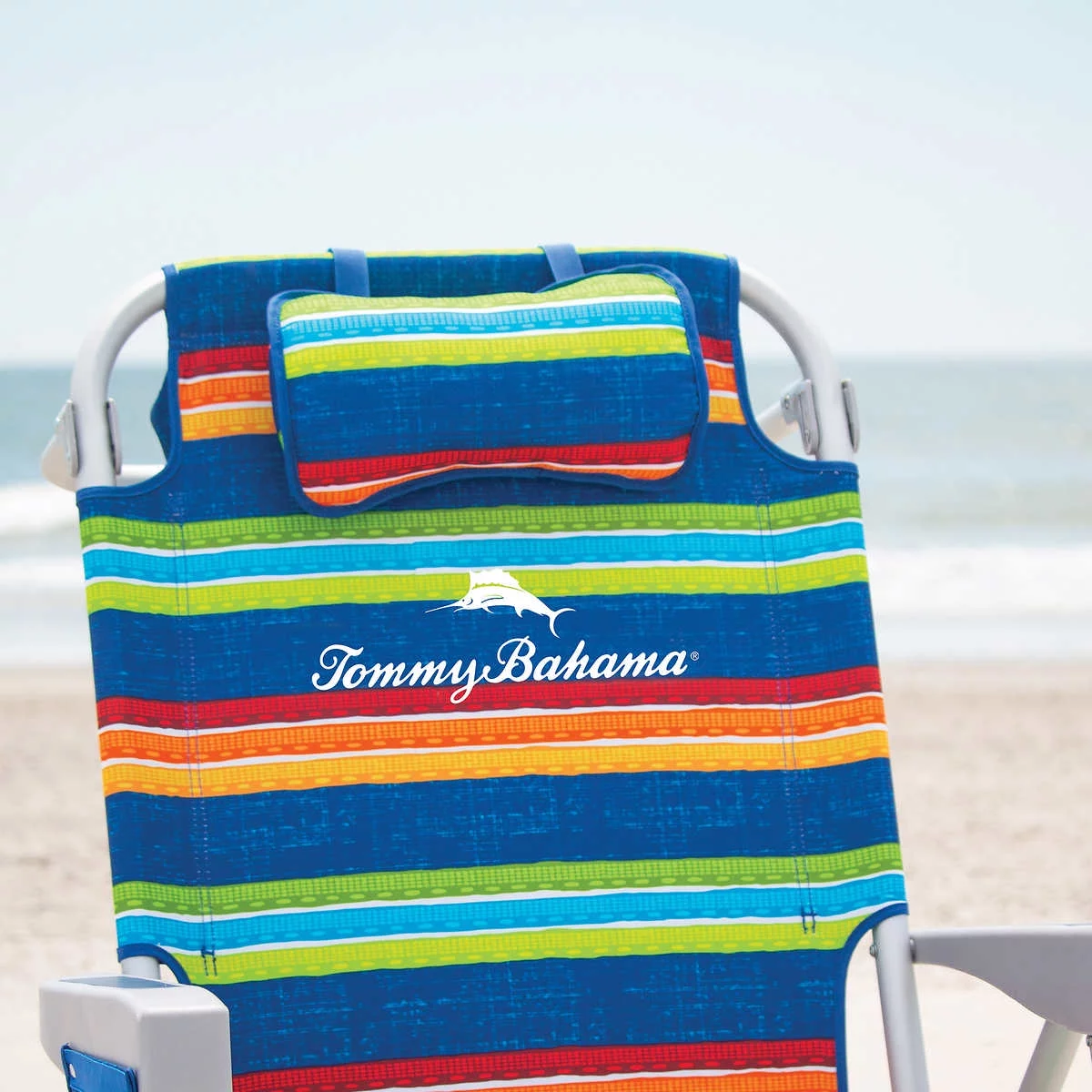 2 Tommy Bahama 5 Position Multi Colored Beach Chairs