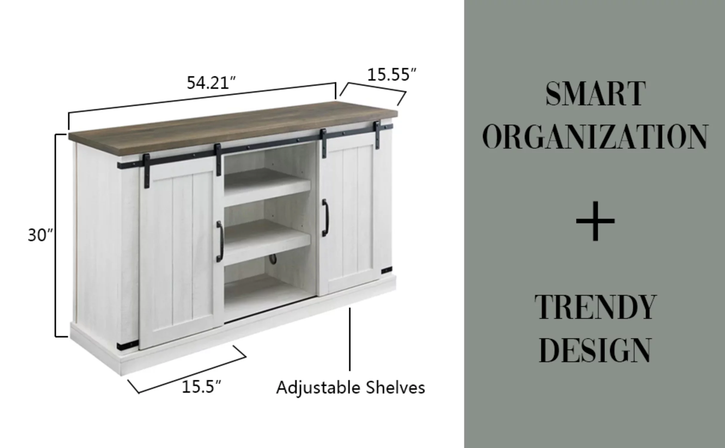 Bestliving Farmhouse Barn Door TV Stand for TVs up to 60