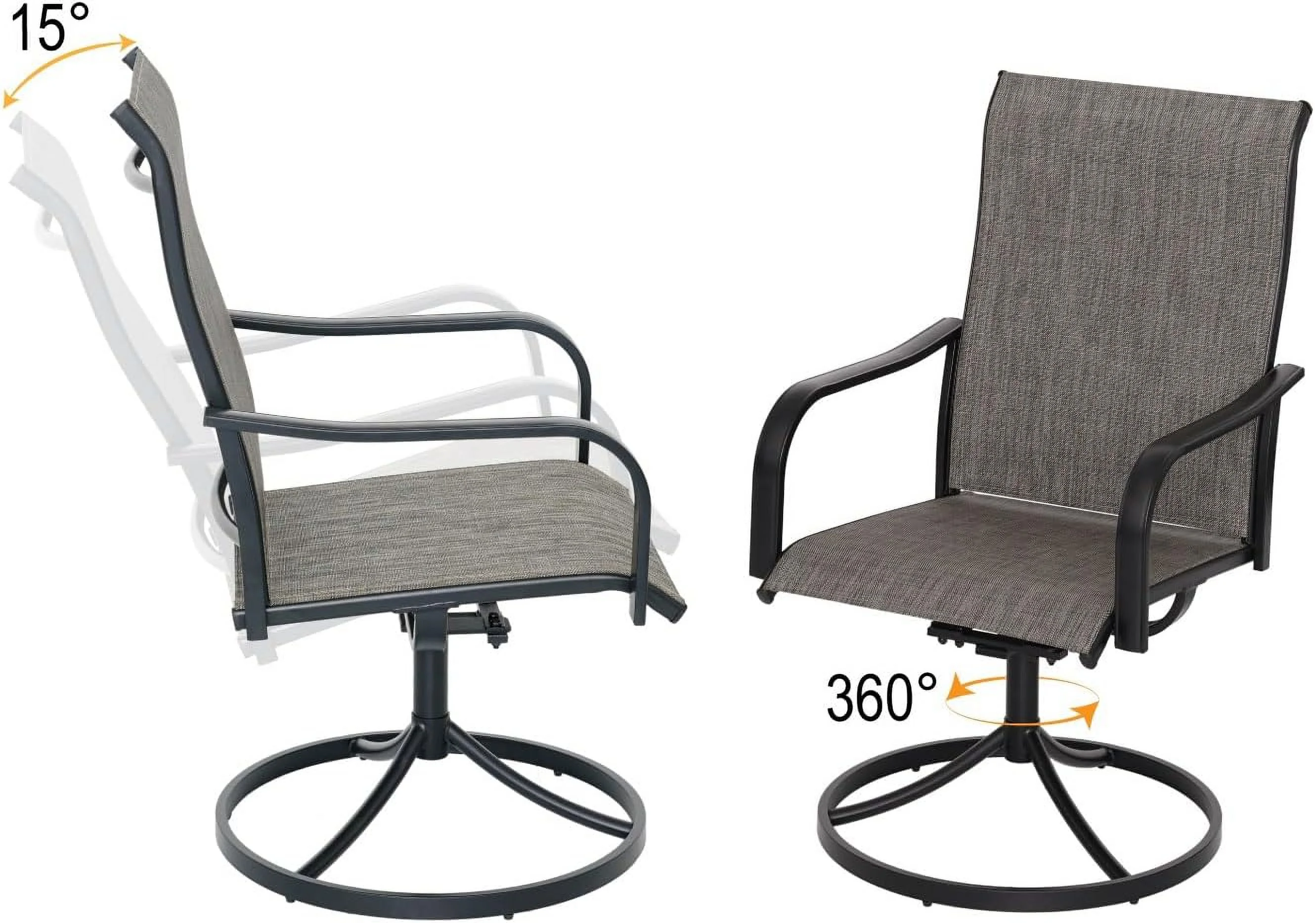 Patio Outdoor Dining Chairs Swivel Chairs, All Weather Breathable Textile Garden Furniture Chairs Set for Backyard, Set of 4 - Grey