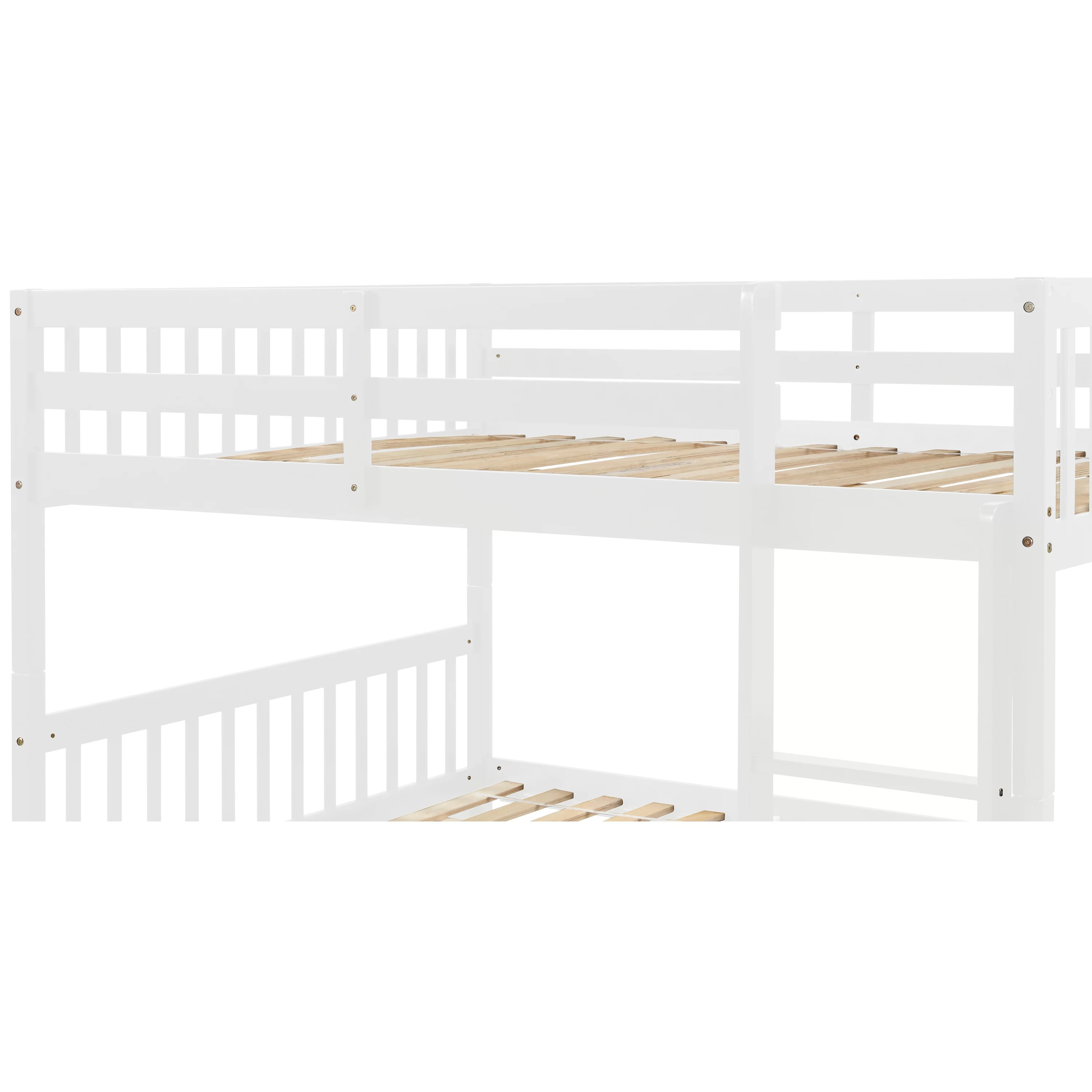 Bellemave Full Over Full Bunk Bed with Trundle,Wooden Trundle Bed Frame with Ladder,Convertible to 2 Platform Beds for Kids Teens Adults(White)